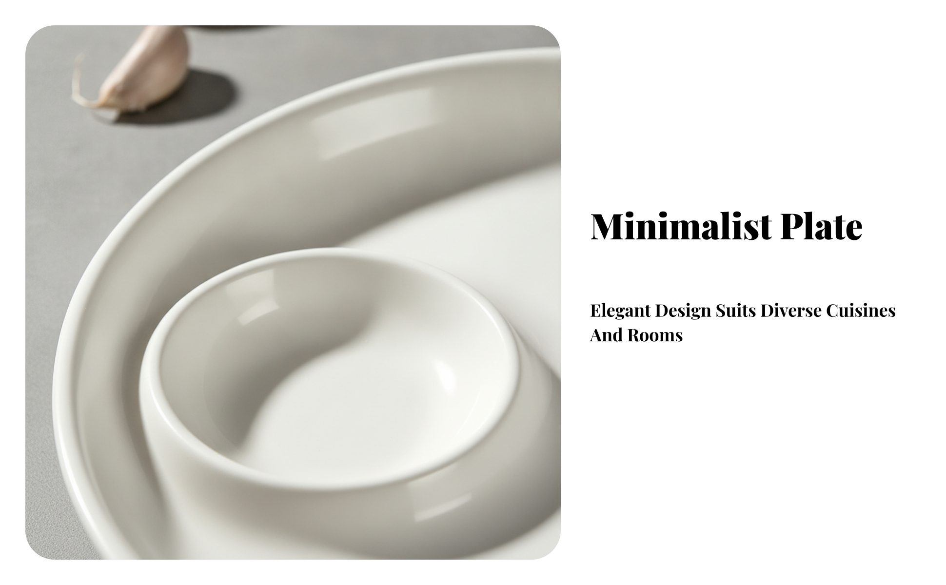Dumpling Plate with Sauce Dish White Plate with Dipping Bowl Glossy