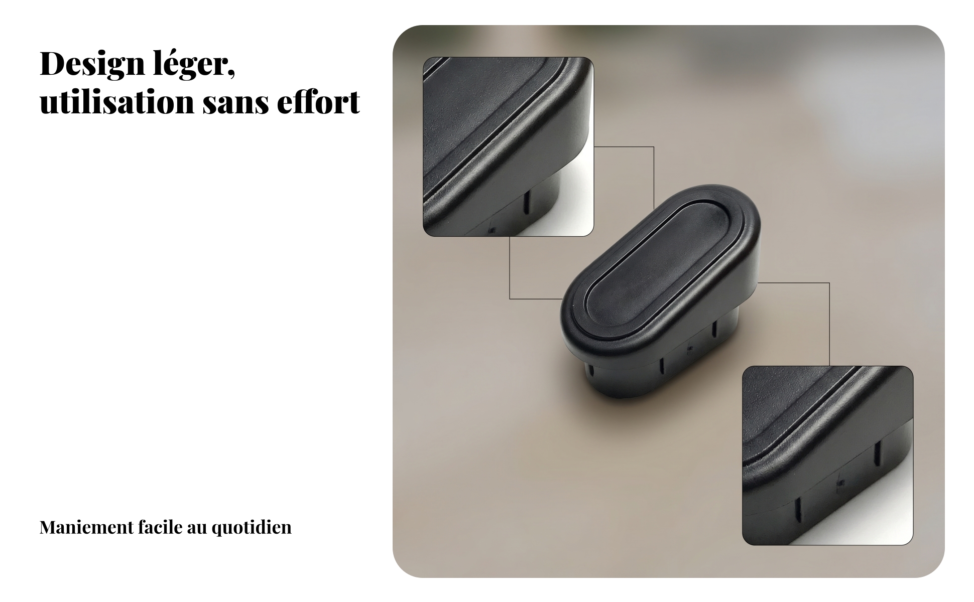 Bouchon Ovale Noir Bord Intérieur Surélevé Embout Ovale Légèrement Conique