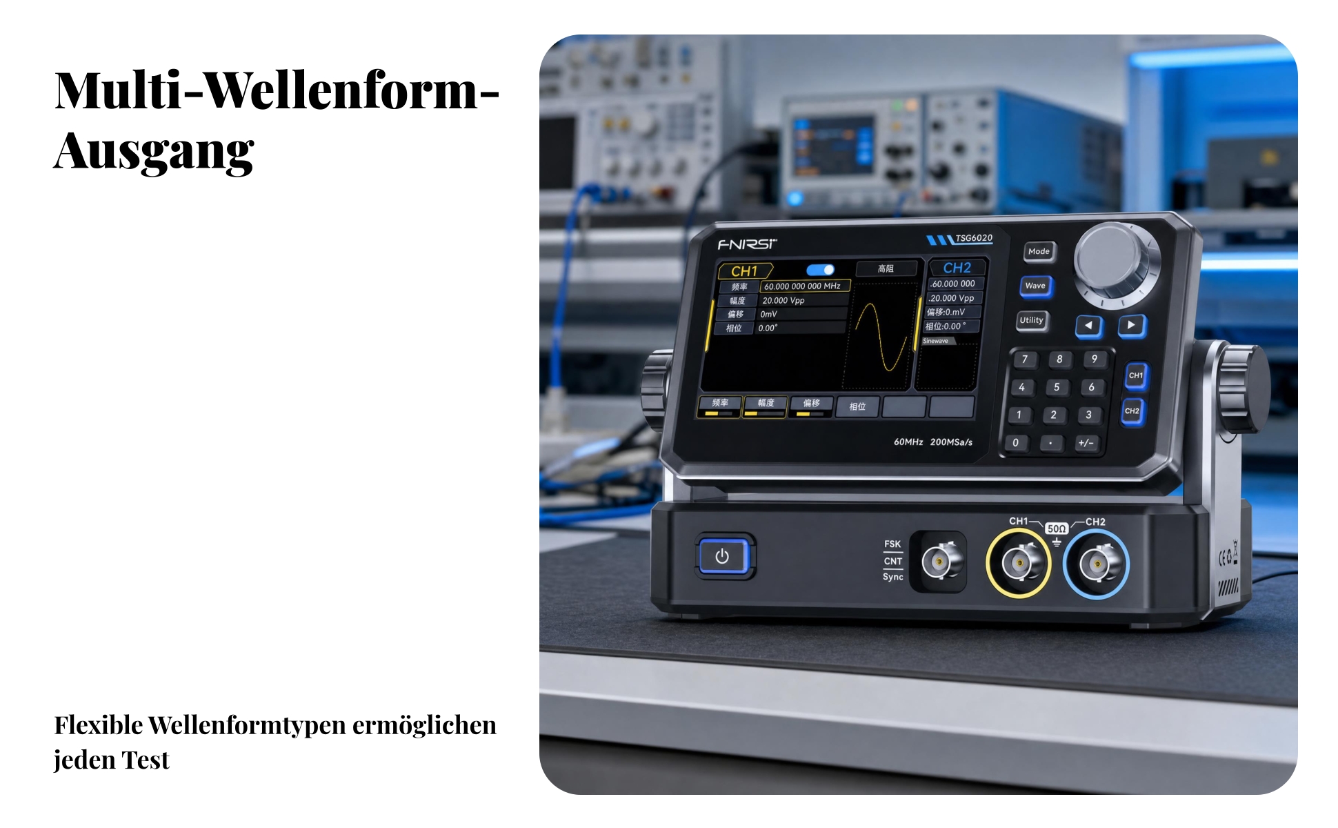 Zweikanal Funktionsgenerator 200MSa/s Arbiträrer Wellenformgenerator 14