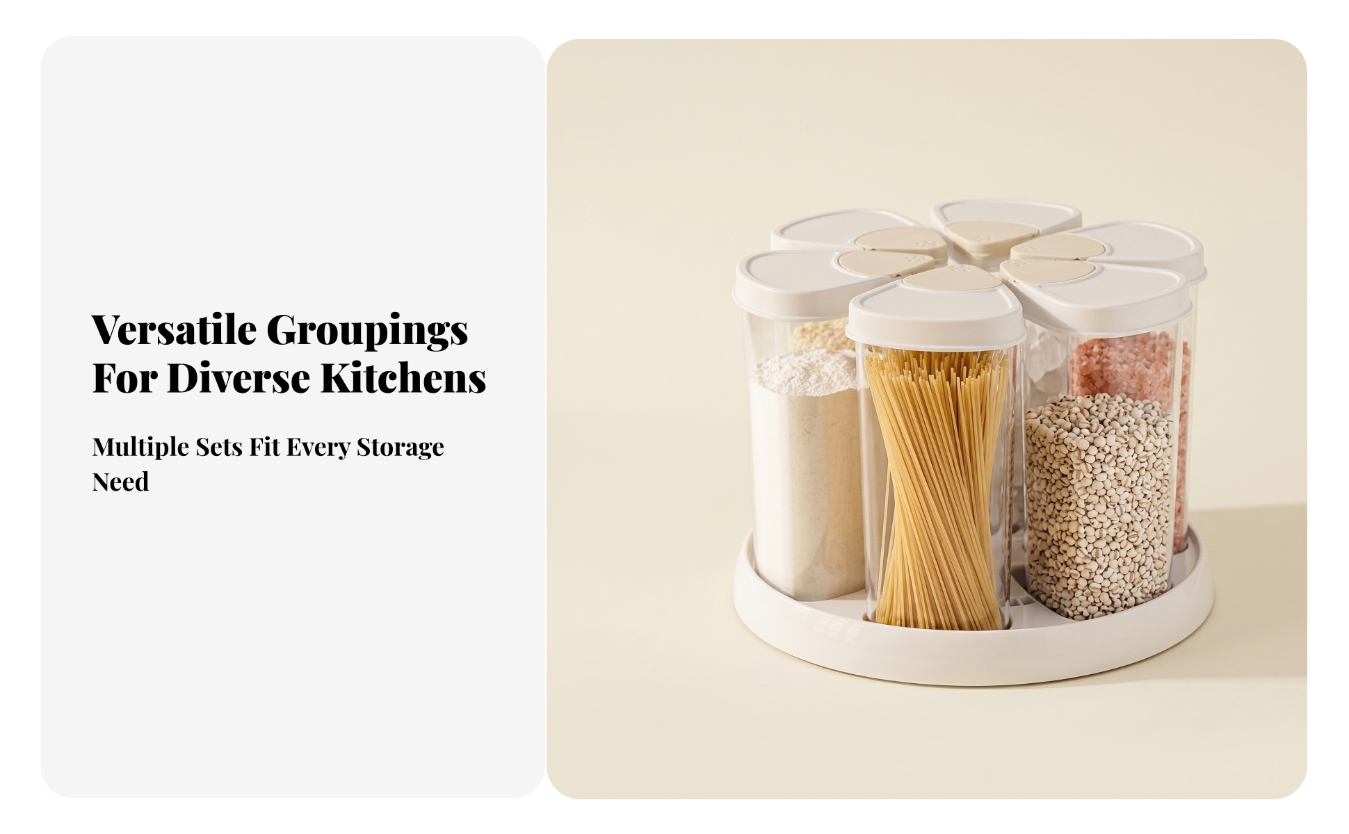 Rotating Grain Container Hinged Lid Lids 6-Compartment Grain Dispenser Clear