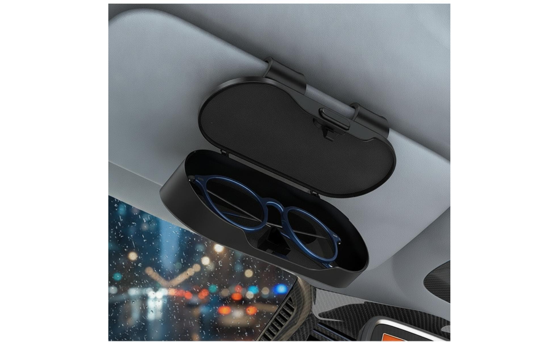 Car Visor Eyeglasses Case Glossy Stainless Steel Car Visor Glasses Holder