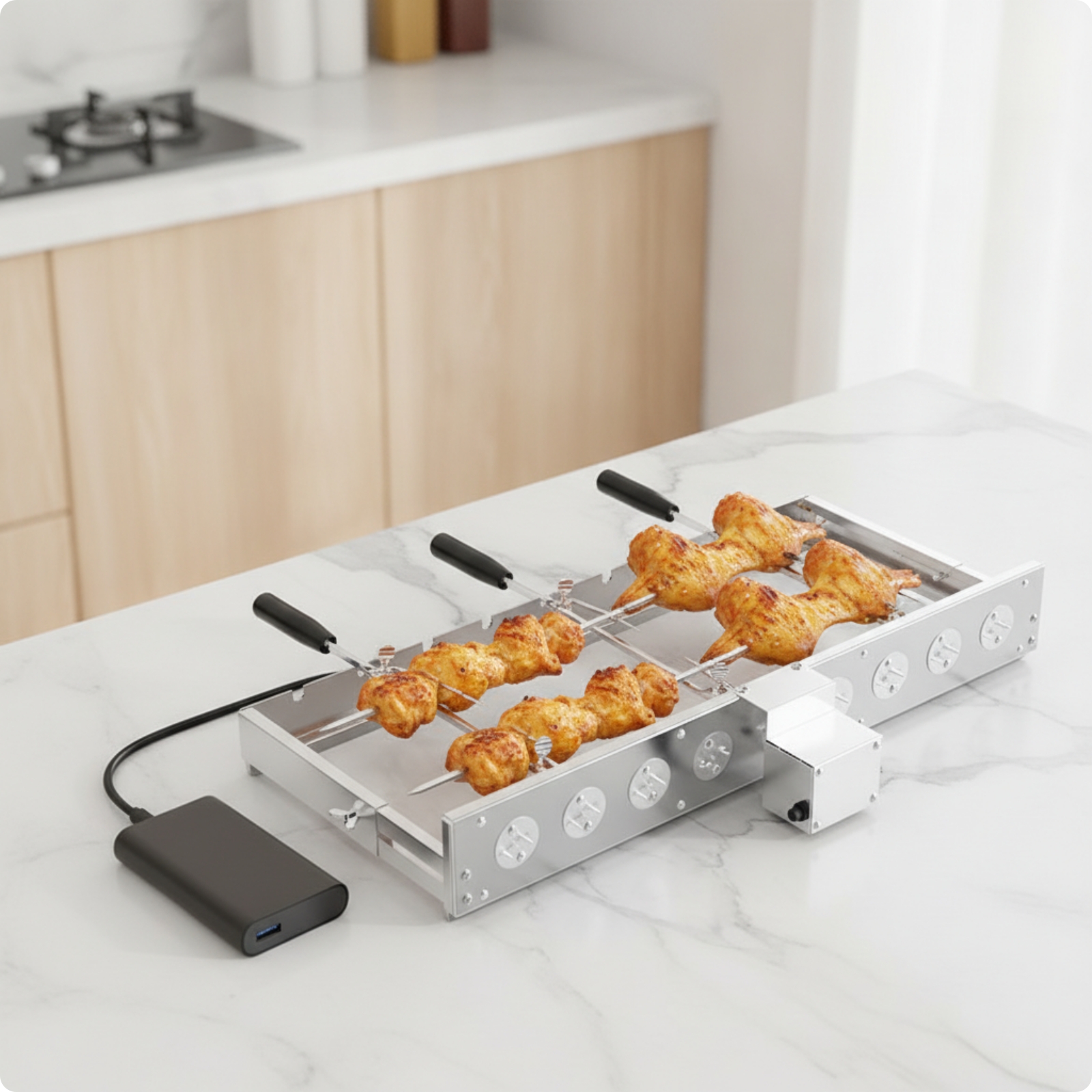 Automatic Barbecue Rack USB Powered Grilling Accessory 9-Hole