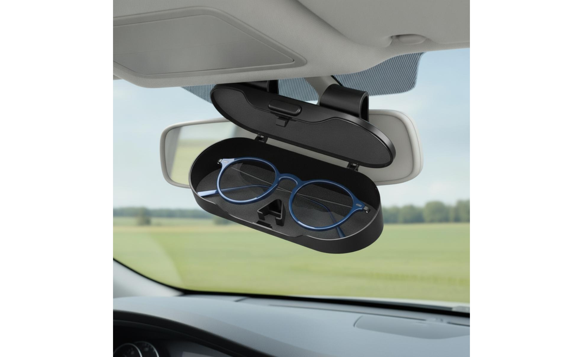 Car Visor Eyeglasses Case Glossy Stainless Steel Car Visor Glasses Holder