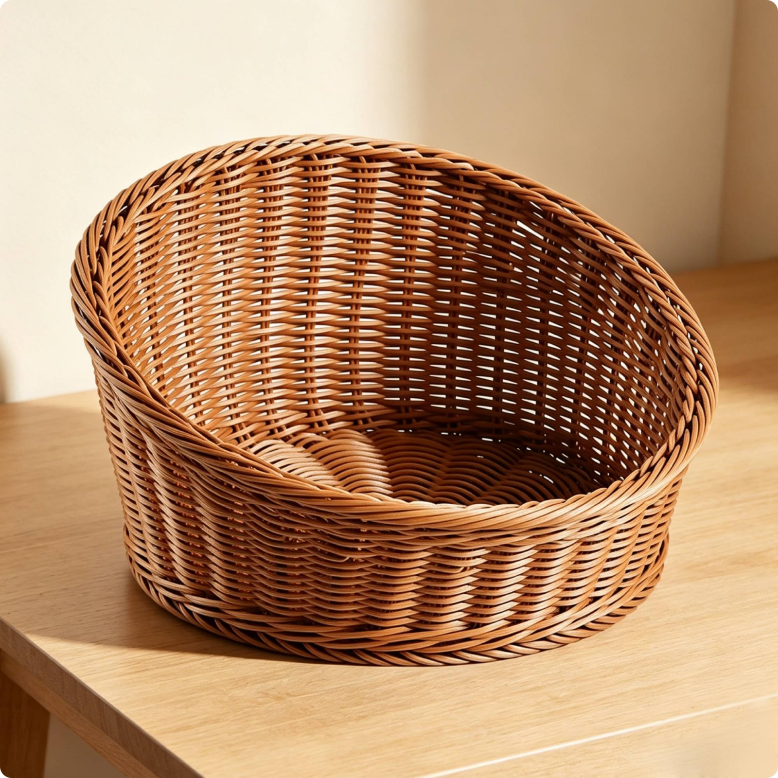 Rattan-Design Pet Bed Breathable Slantedaccessible Pet Bed Abrasion-Resistant