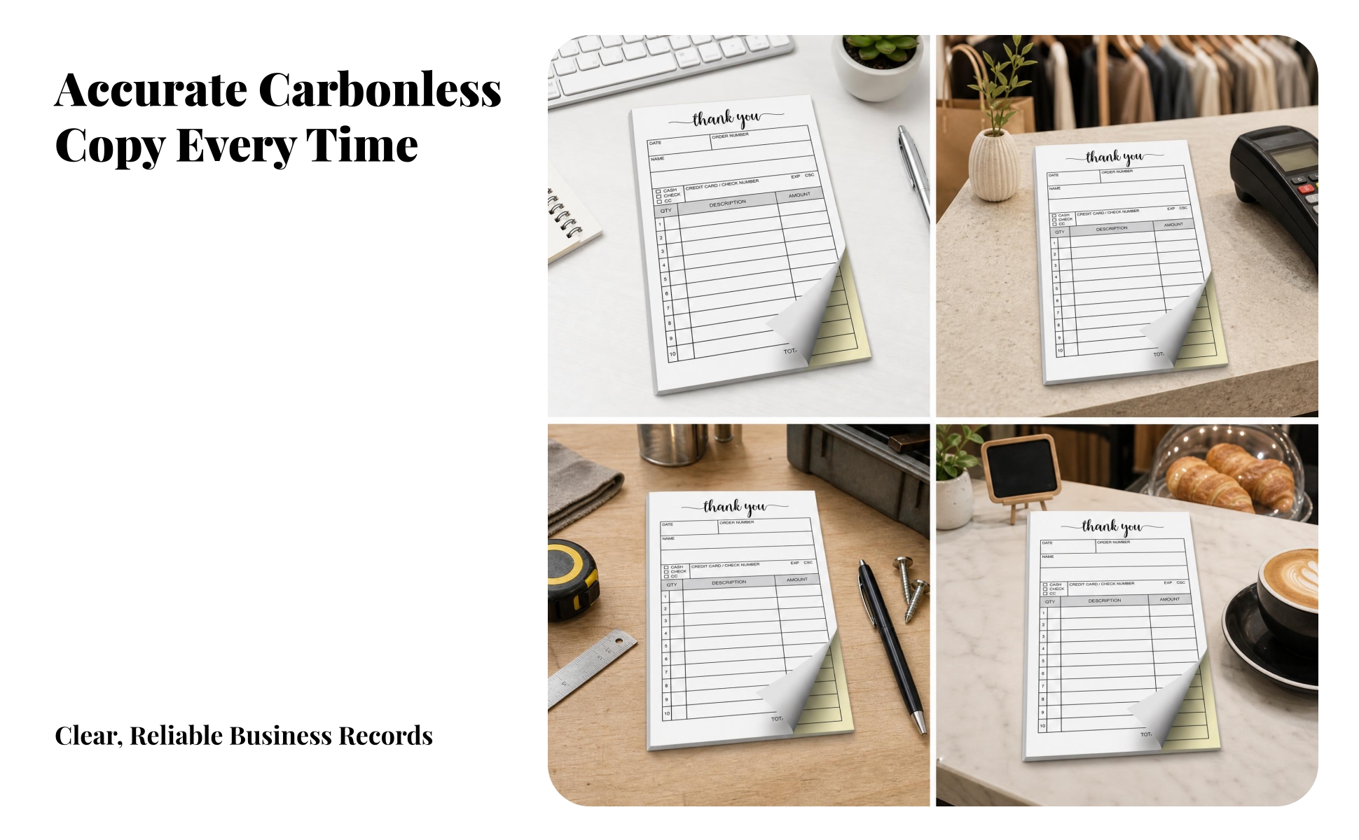 Carbonless Receipt Pad White and Yellow Order Form Pad Chipboard Backing