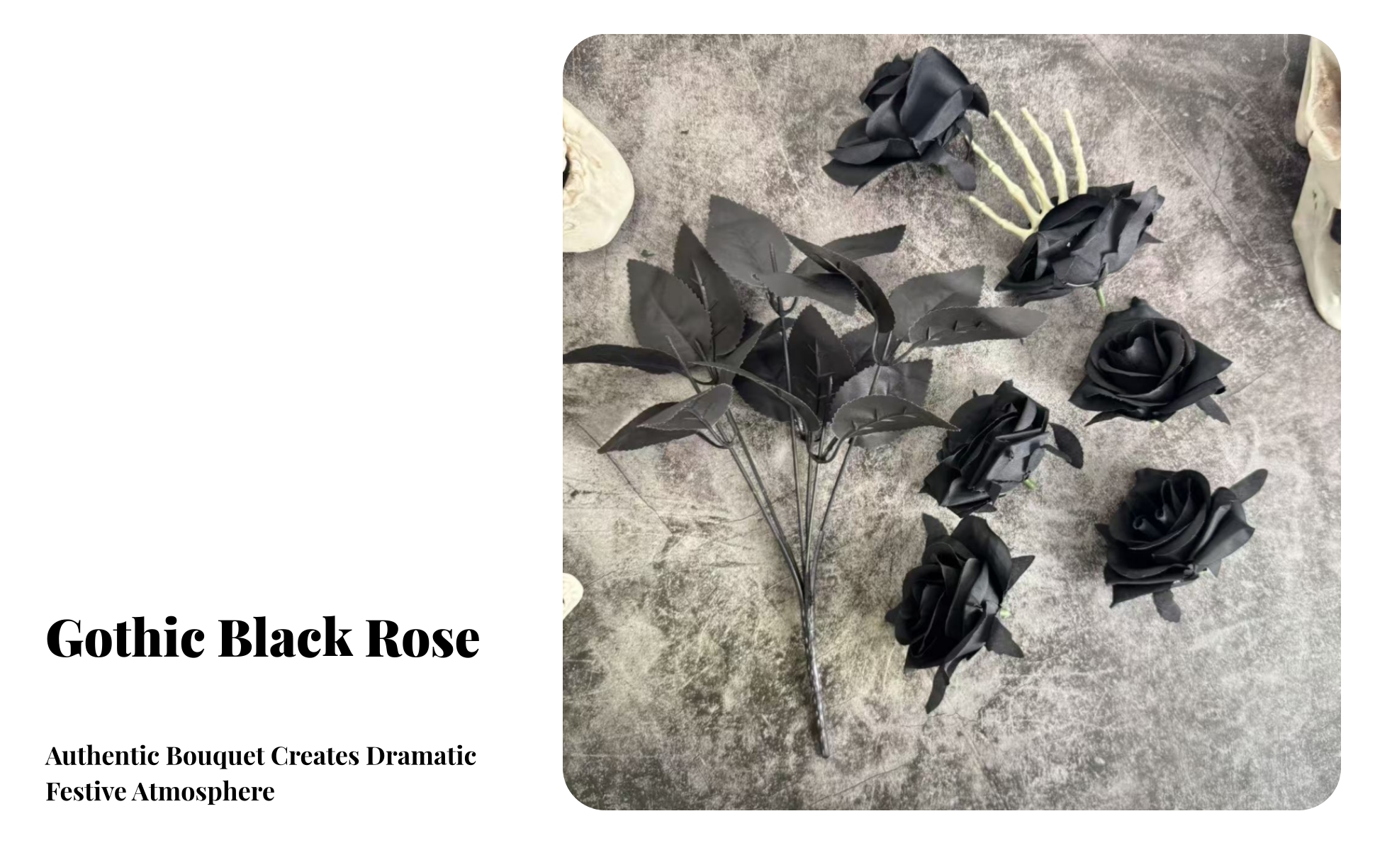 Skeletal Hand Bouquet Halloween Gothic Flower Spray Matte Finish for Photo Props