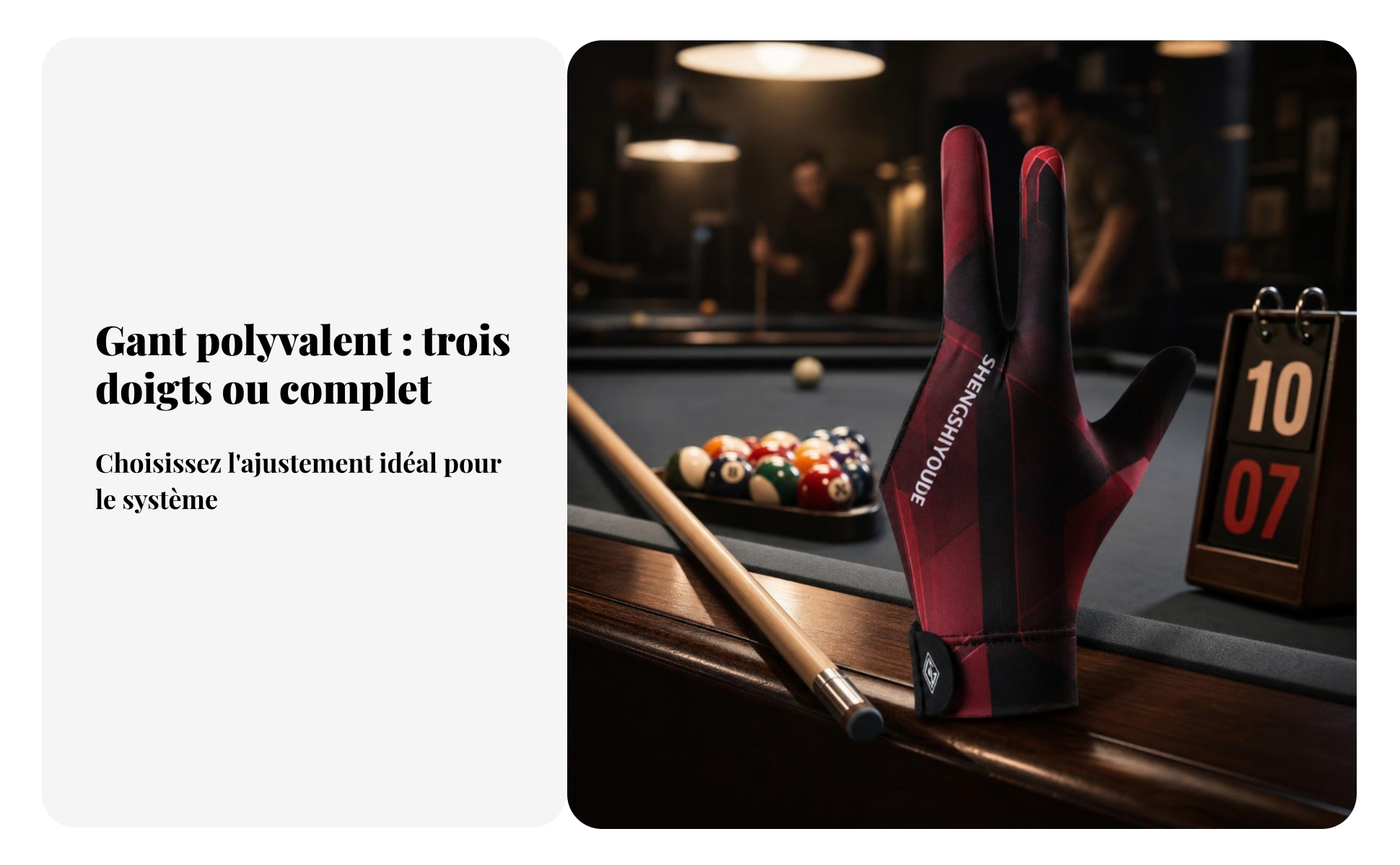 Gant de Pool Silicone Antidérapant Gant de Billard Main Gauche Compression