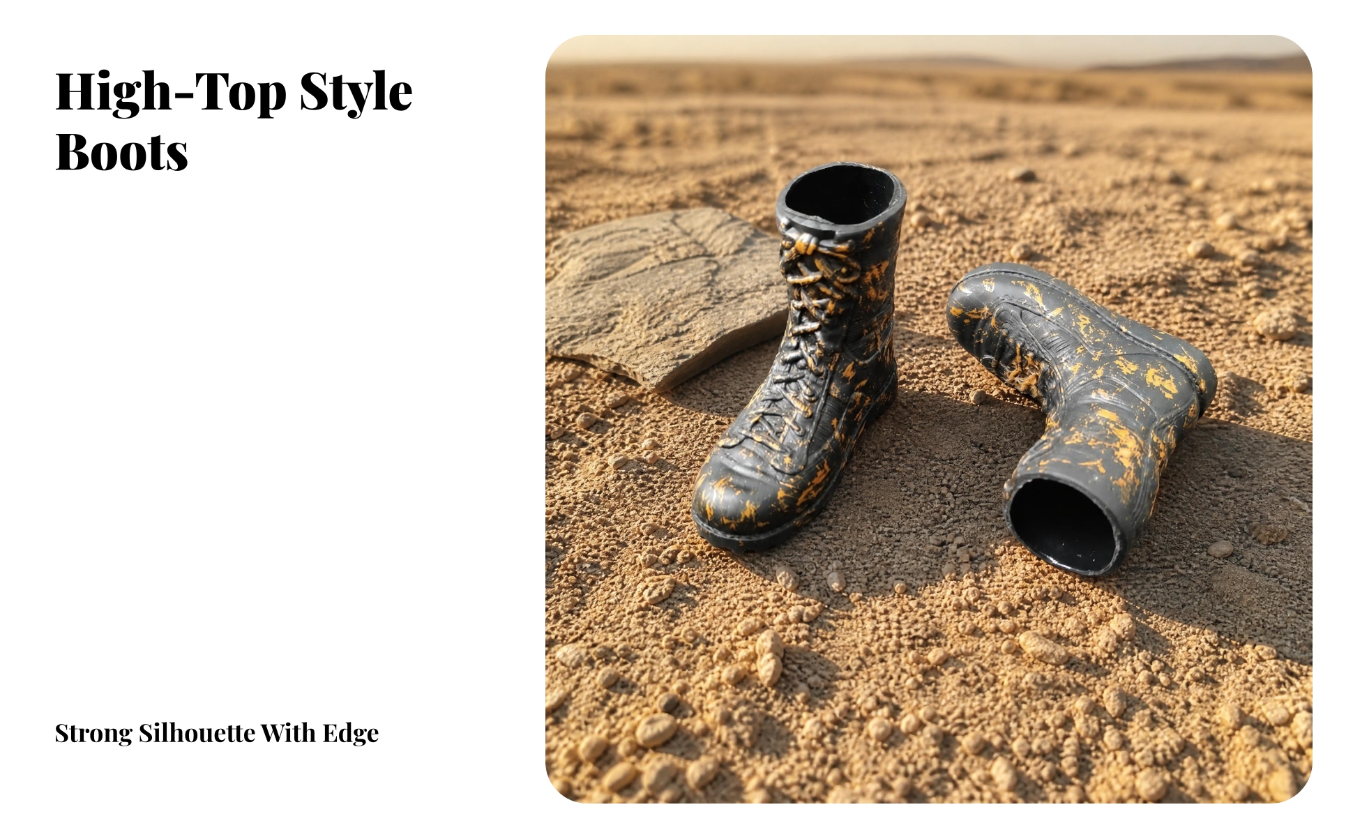 Black Mottled Boots Orange Hollow Black Figure Boots Treaded