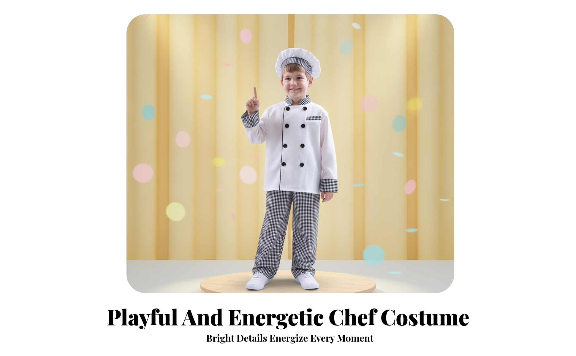 Kids Chef Costume Checkered Trim Kids Chef Outfit Double-Breasted for Children