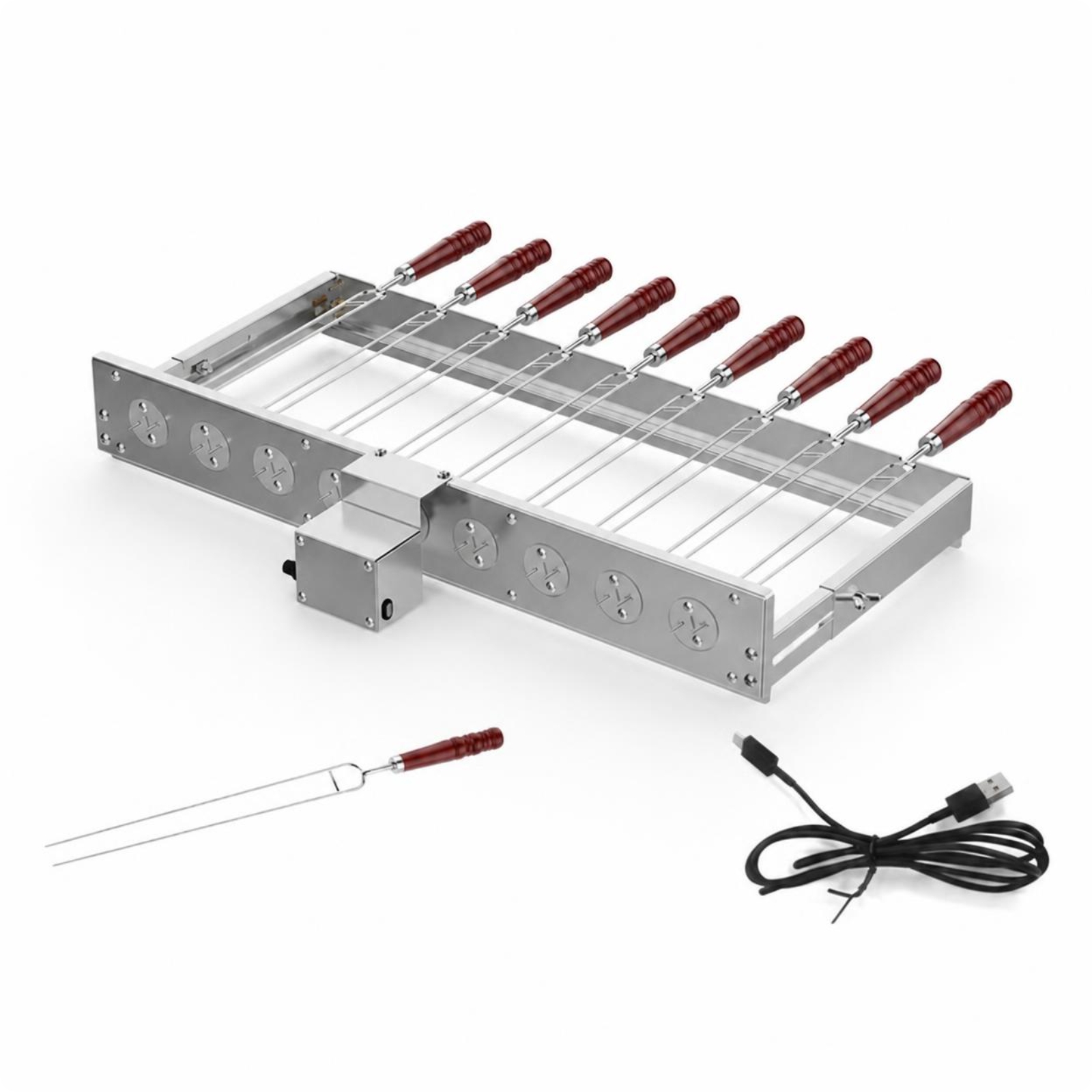 Automatic Skewer Turner Rectangular Rotating Barbecue Grill Rack USB Powered