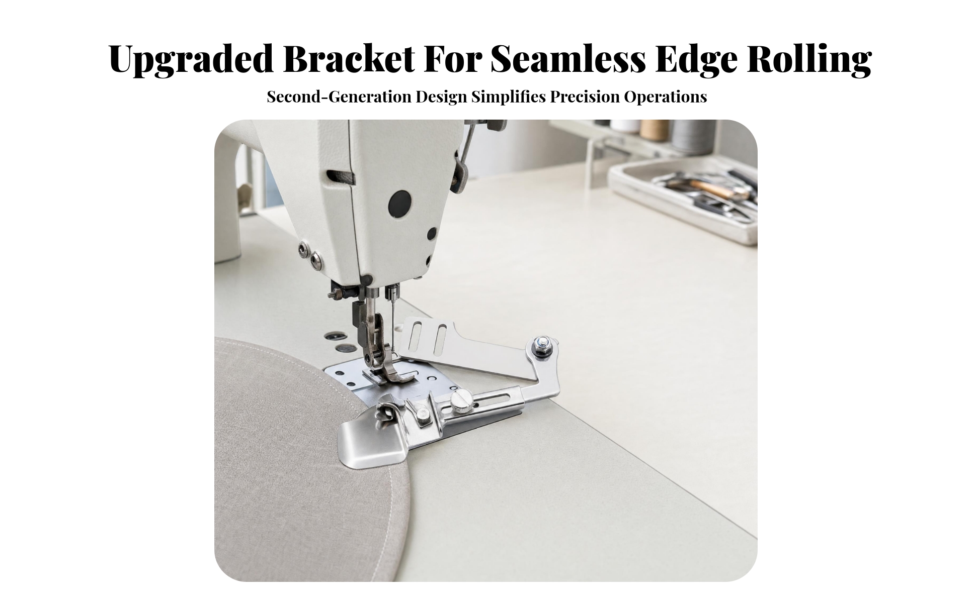 Edge Hemmer Attachment Stainless Steel Edge-Binding Attachment Polished Silver