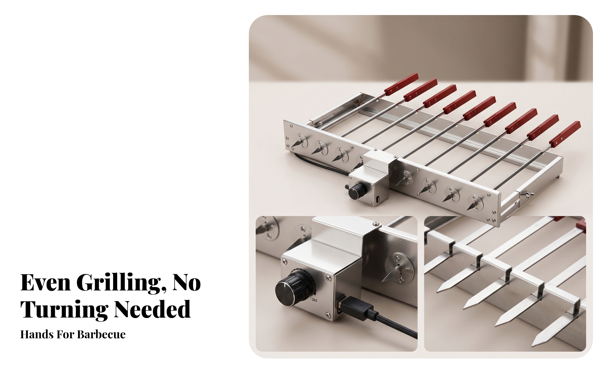 Rotating Barbecue Grill Rack Built-in Motor Motorized Skewer Rack