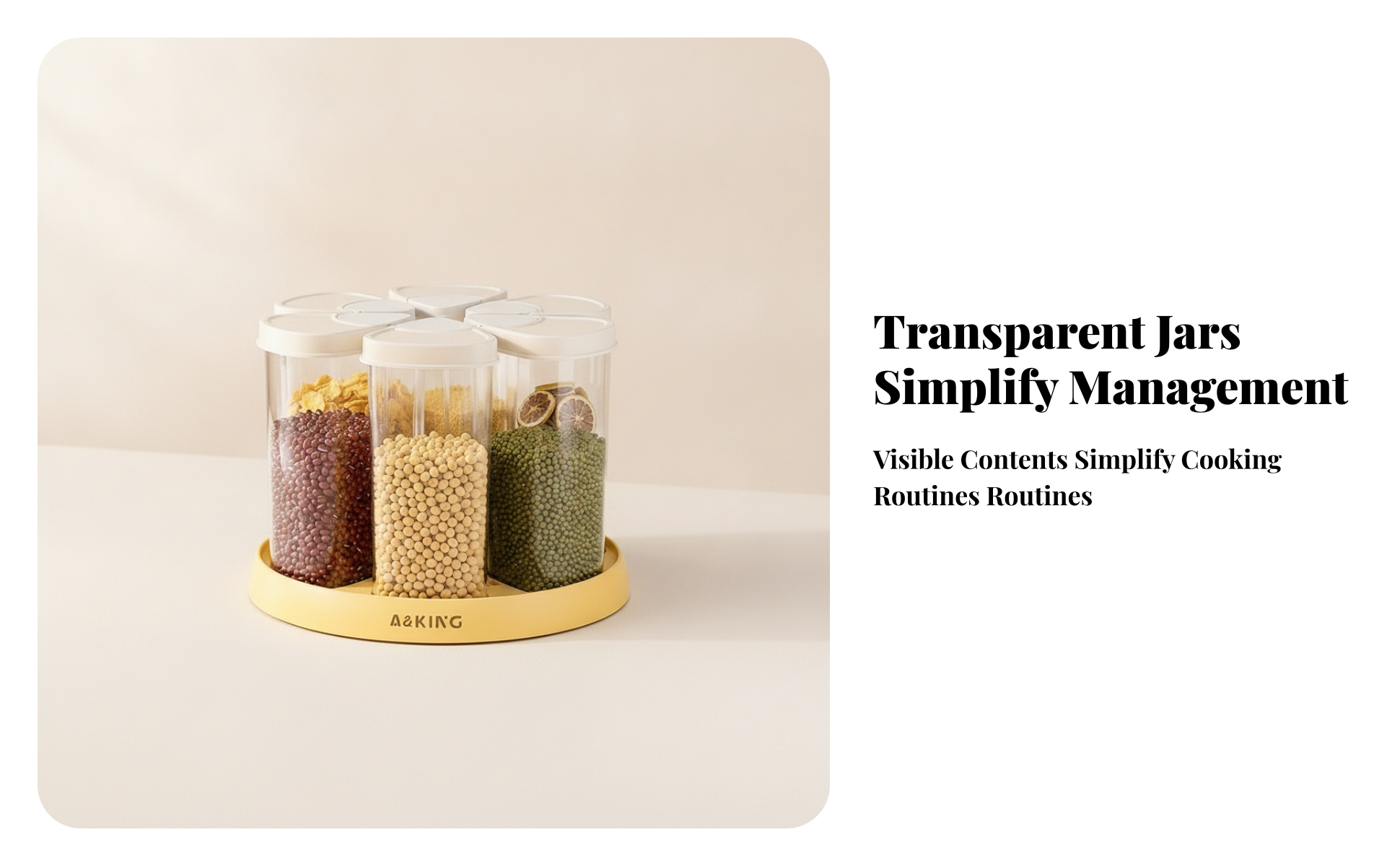 Rotating Grain Container Hinged Lid Lids 6-Compartment Grain Dispenser Clear