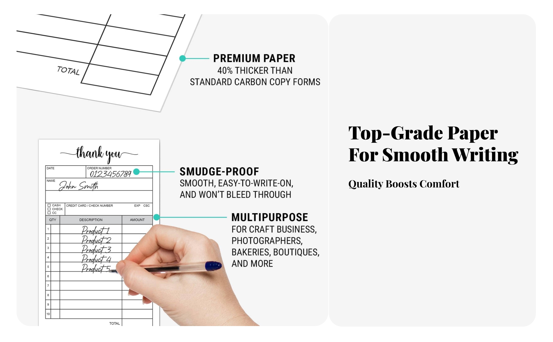 Carbonless Receipt Pad White and Yellow Order Form Pad Chipboard Backing