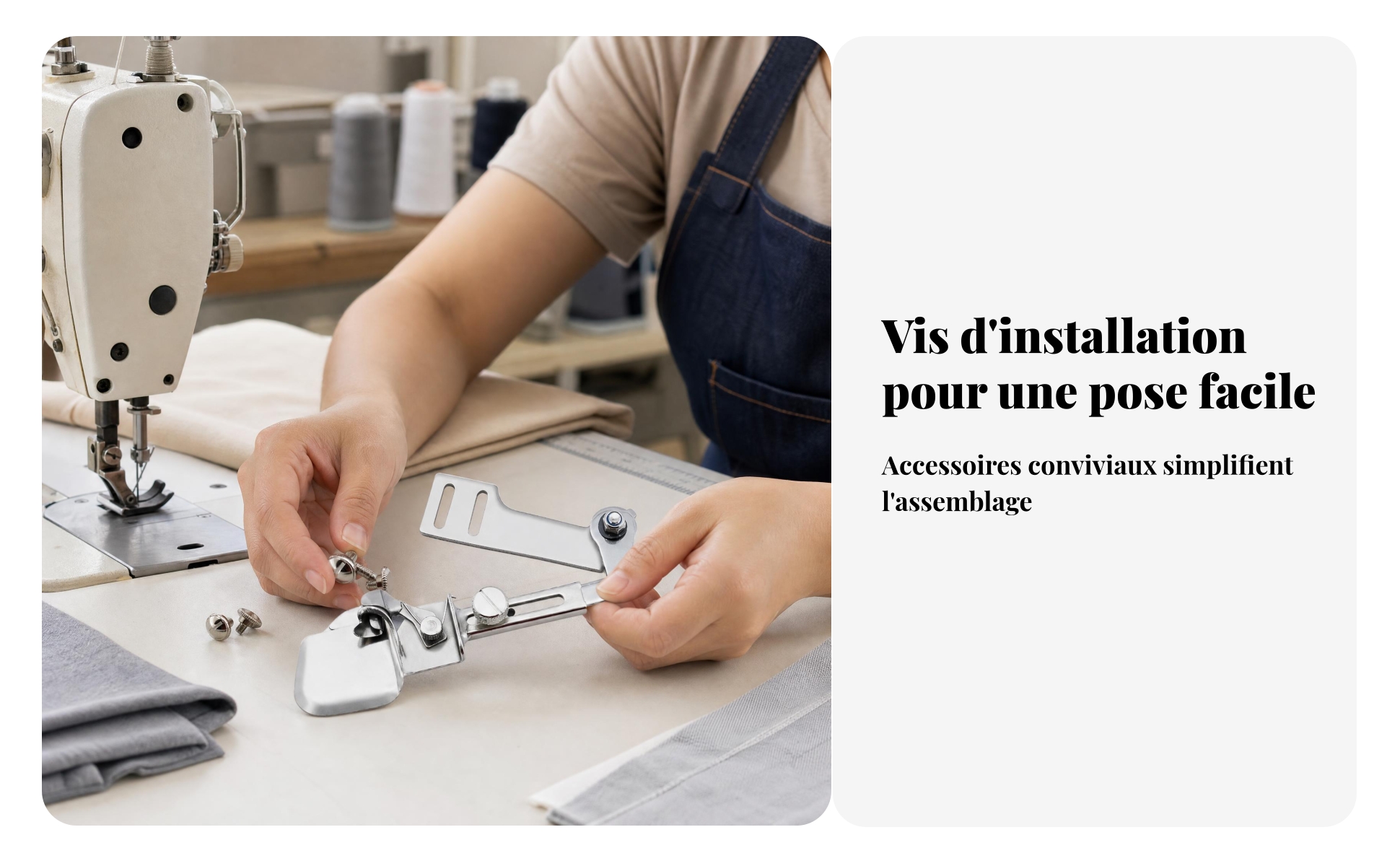 Ourleur Métallique Réglable Pied Ourleur En Acier Inoxydable Fini Argenté