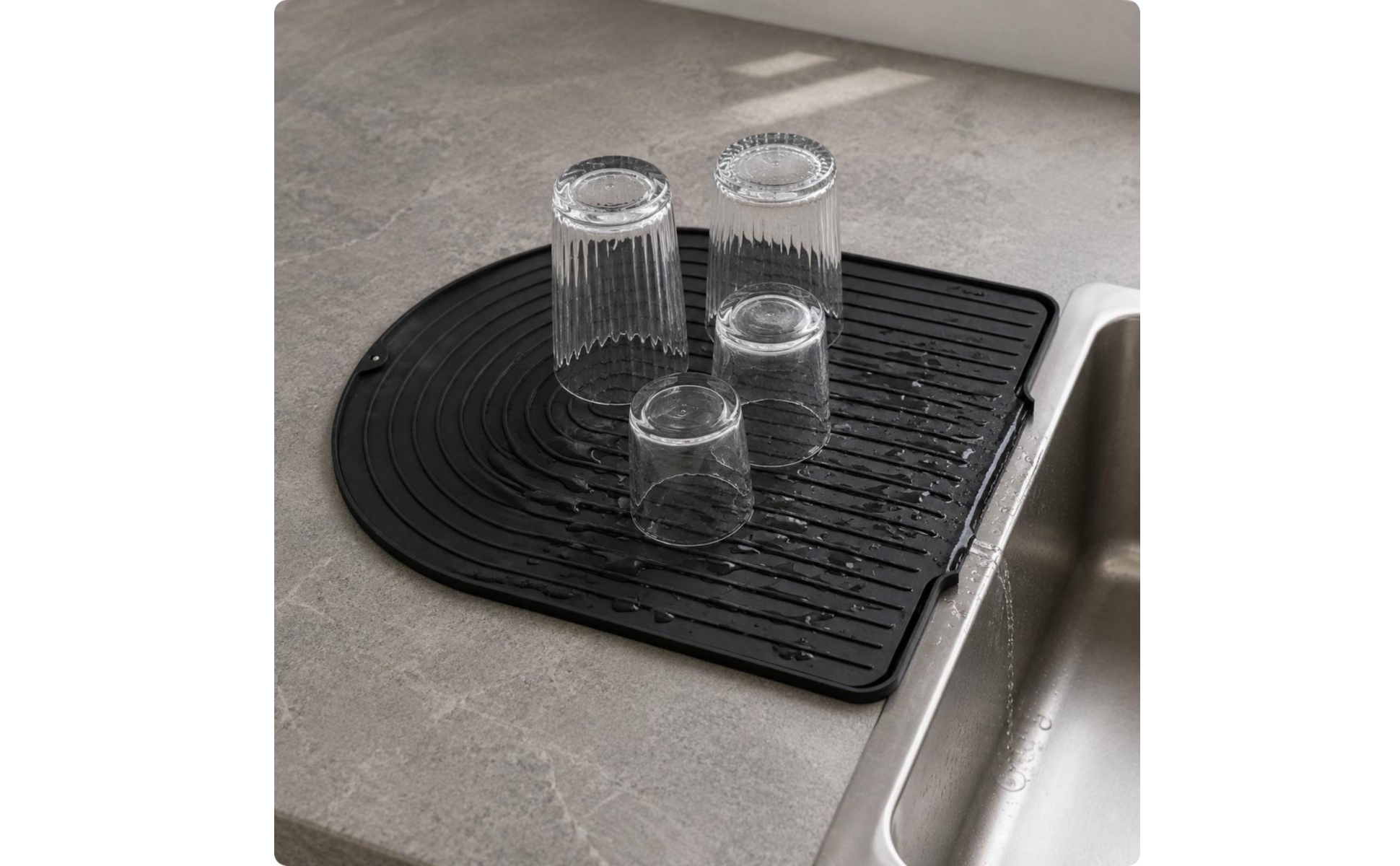 U-Shaped Kitchen Mat Sloped Silicone Draining Mat Hanging Hole