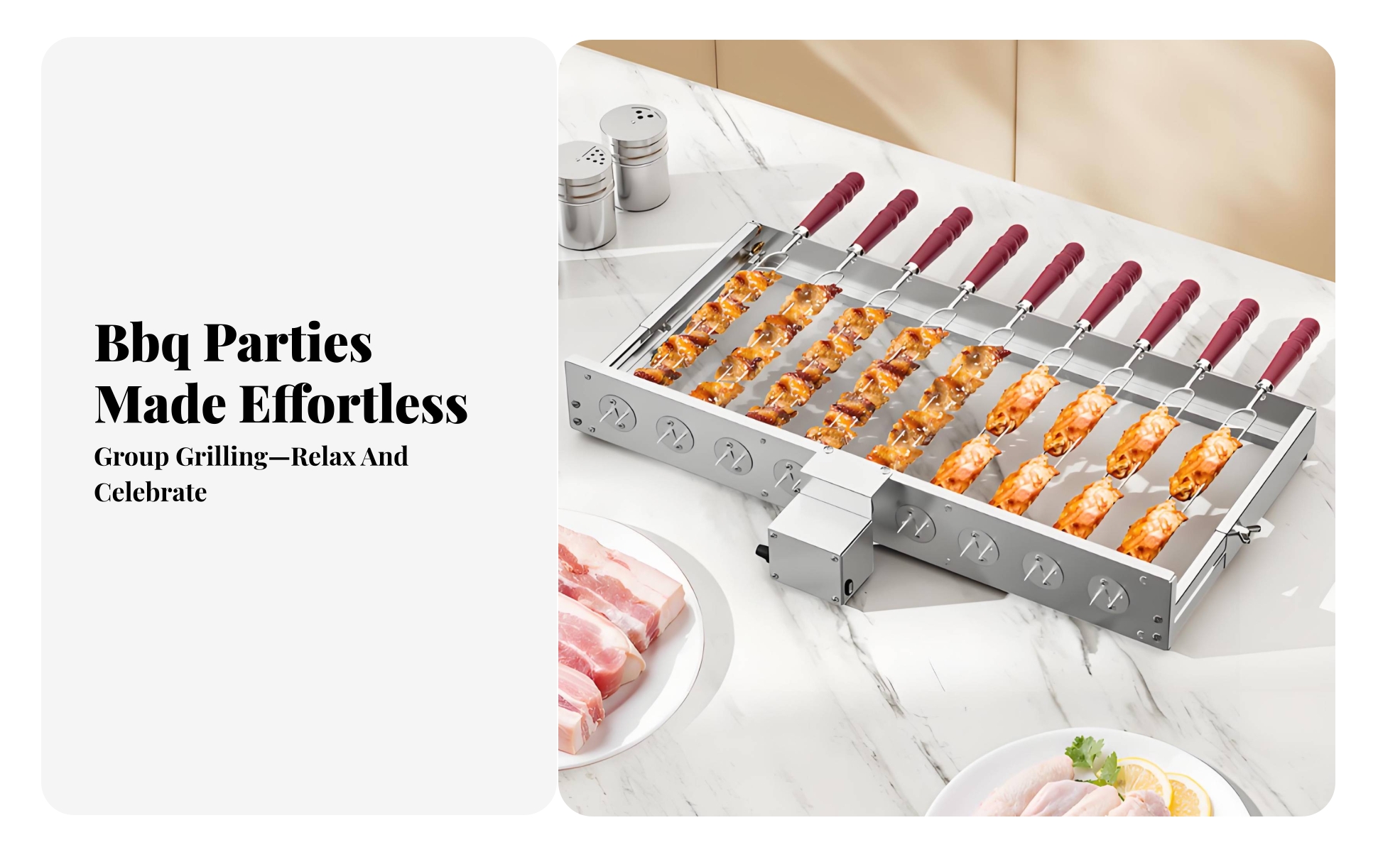 Rotating Barbecue Grill Rack Built-in Motor Motorized Skewer Rack