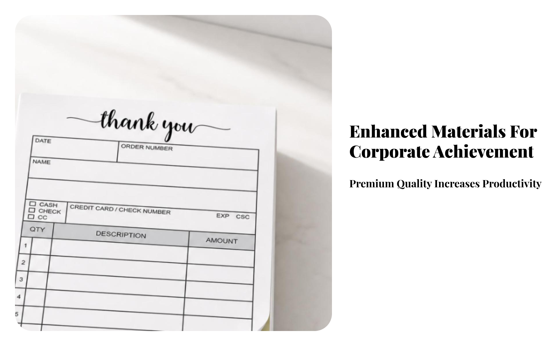 Carbonless Receipt Pad White and Yellow Order Form Pad Chipboard Backing