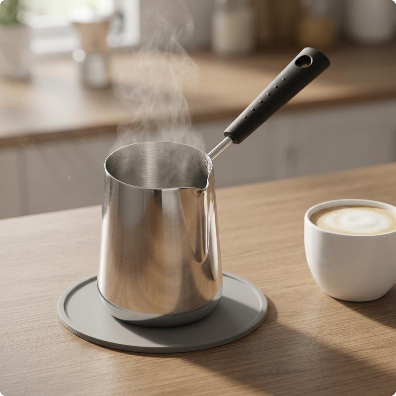 Pouring Saucepan Long Handle Small Sauce Pan Rounded Shape