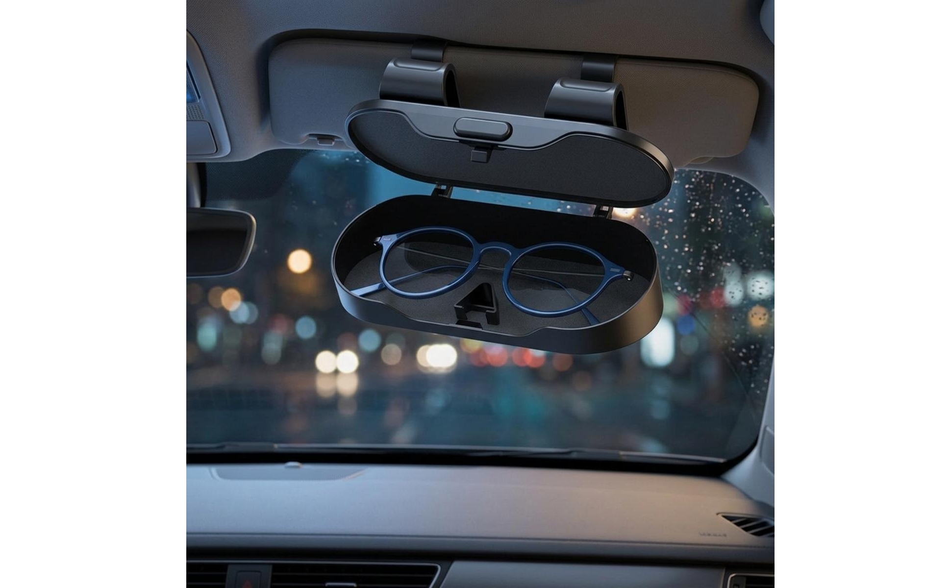 Car Visor Eyeglasses Case Glossy Stainless Steel Car Visor Glasses Holder