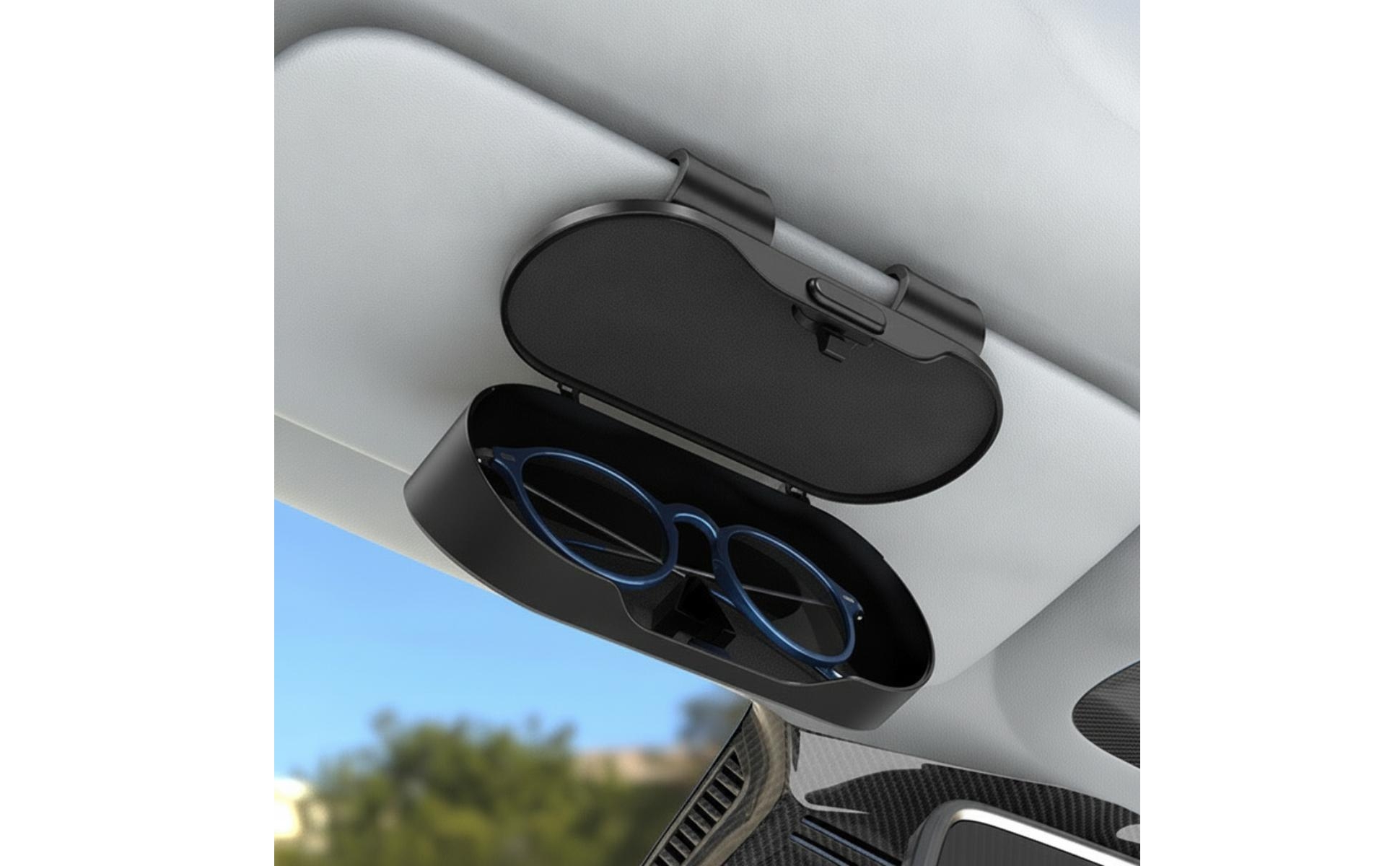 Car Visor Eyeglasses Case Glossy Stainless Steel Car Visor Glasses Holder