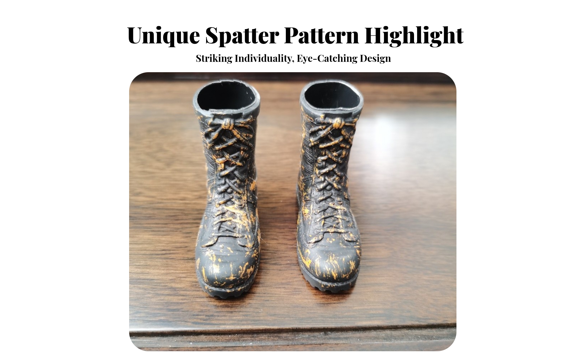 Black Mottled Boots Orange Hollow Black Figure Boots Treaded