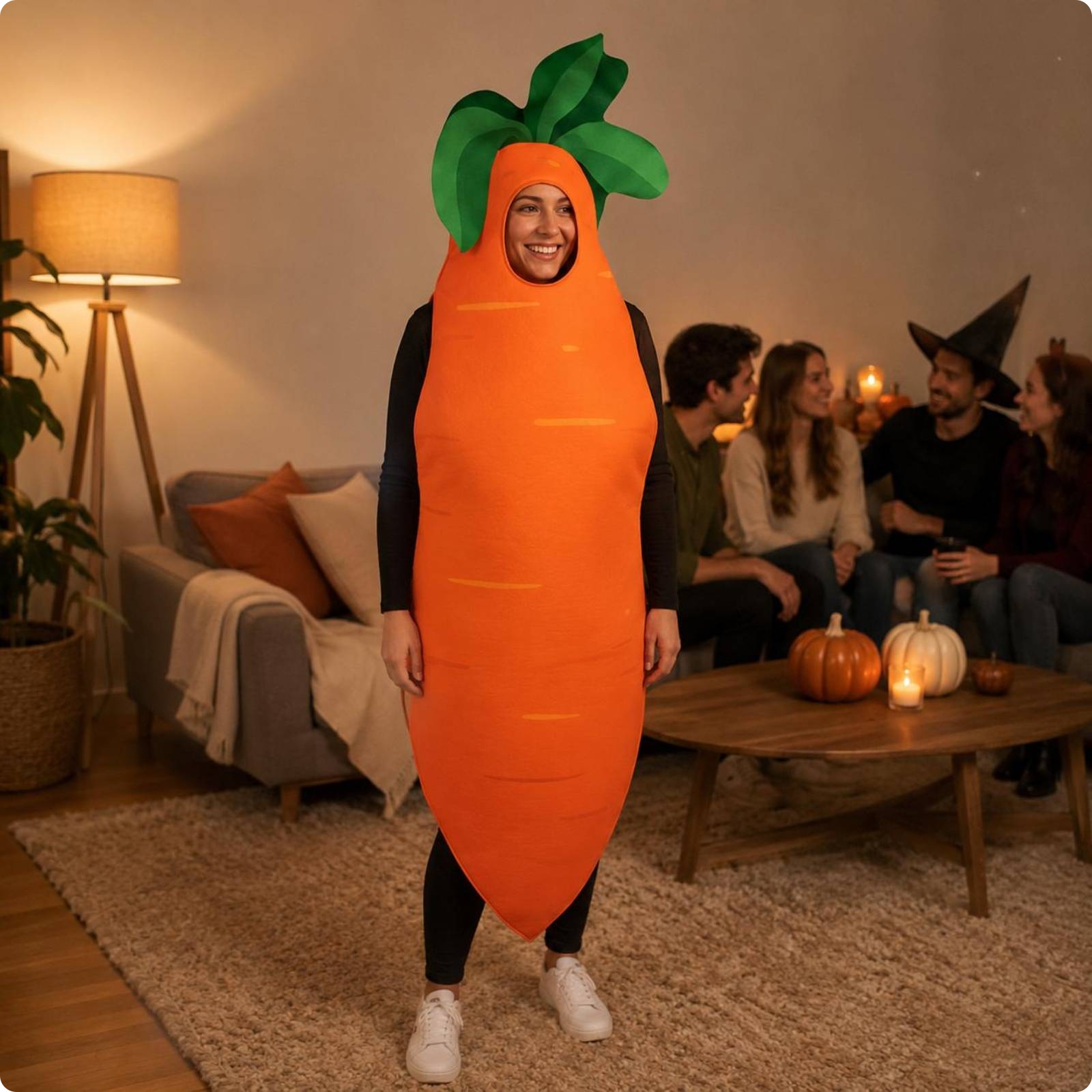 Grown-up Carrot Cosplay Costume Stitched Edges Carrot Costume Oval Face Opening