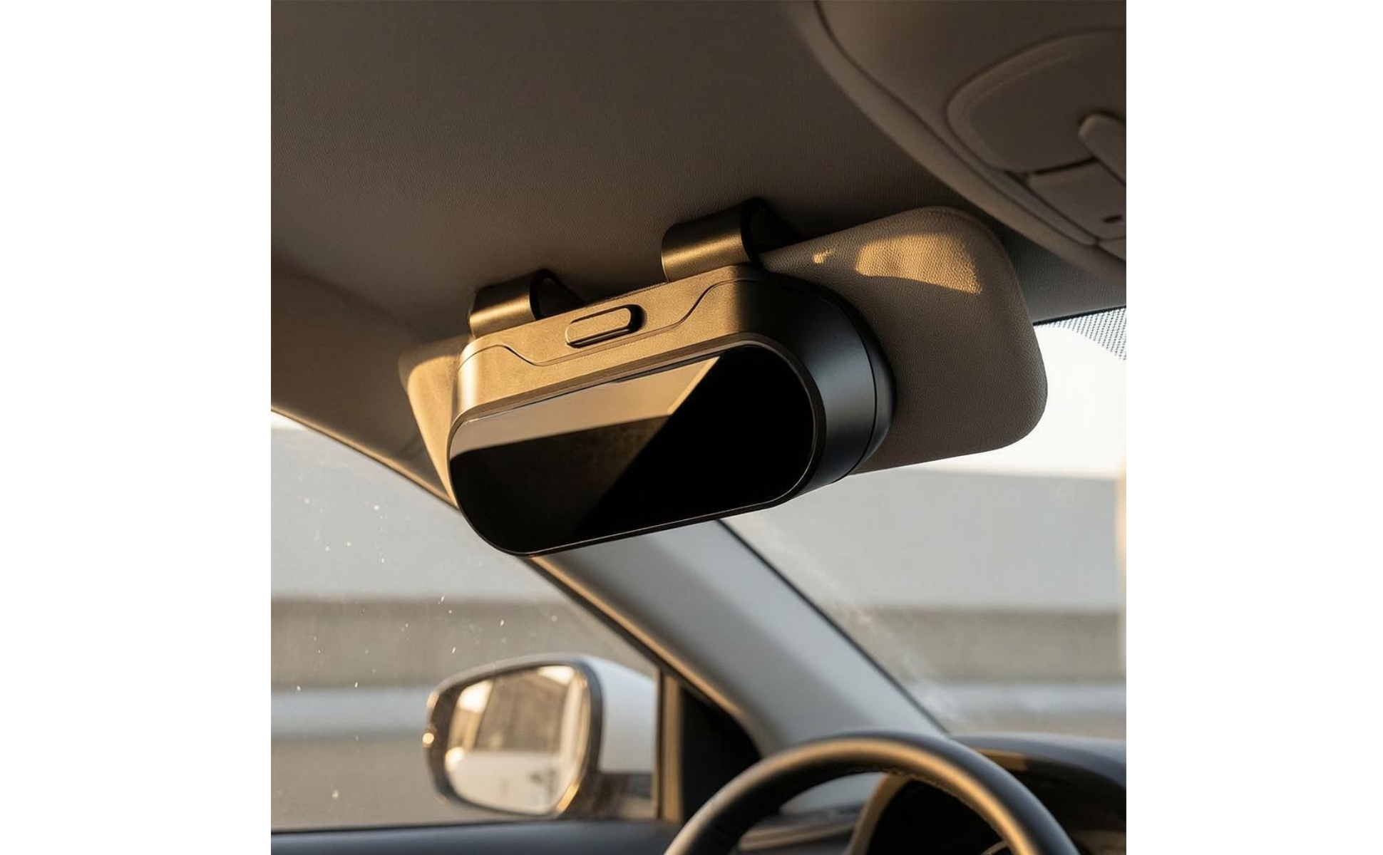 Car Visor Eyeglasses Case Glossy Stainless Steel Car Visor Glasses Holder