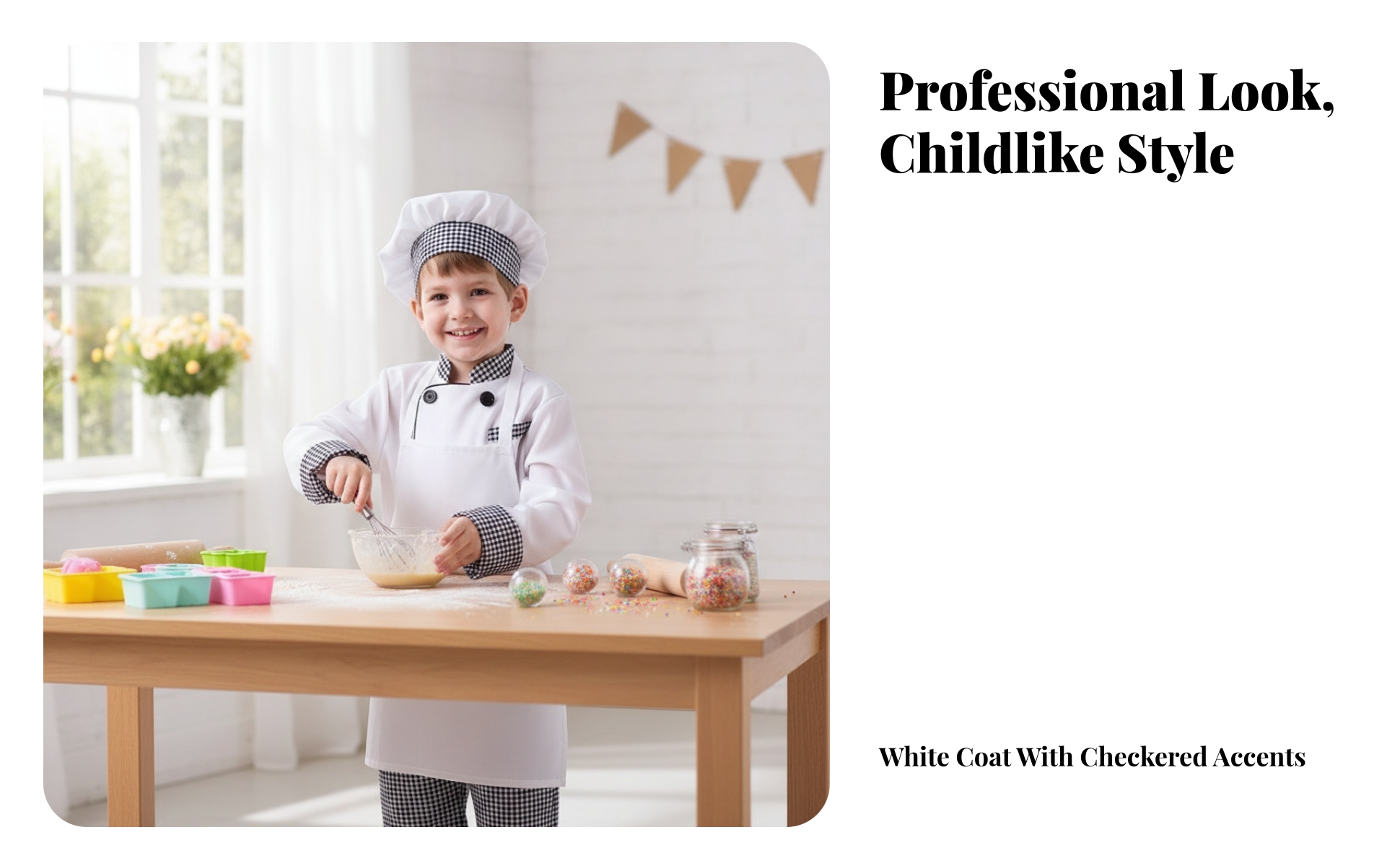 Kids Chef Costume Checkered Trim Kids Chef Outfit Double-Breasted for Children