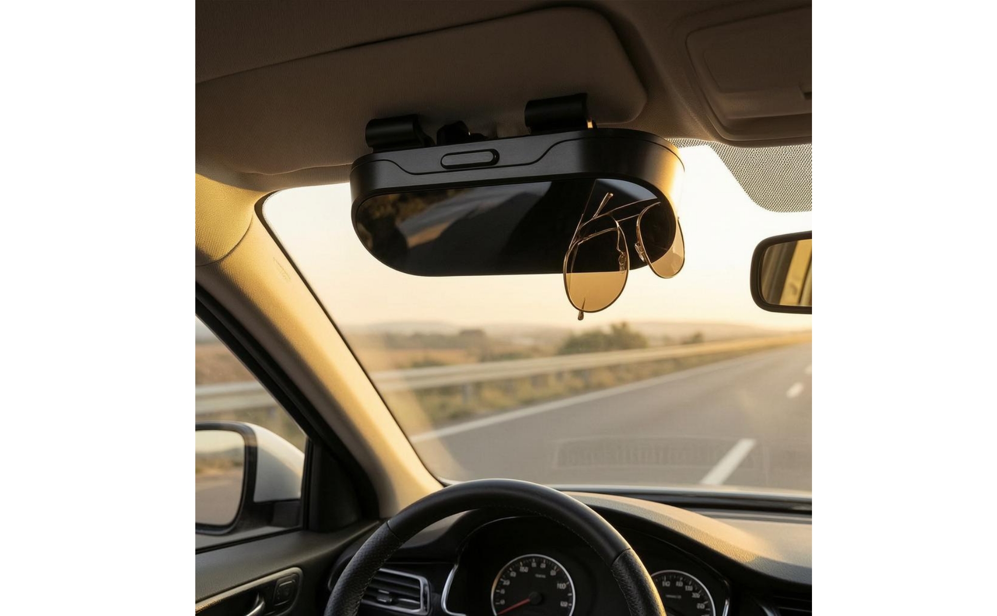 Car Visor Eyeglasses Case Glossy Stainless Steel Car Visor Glasses Holder