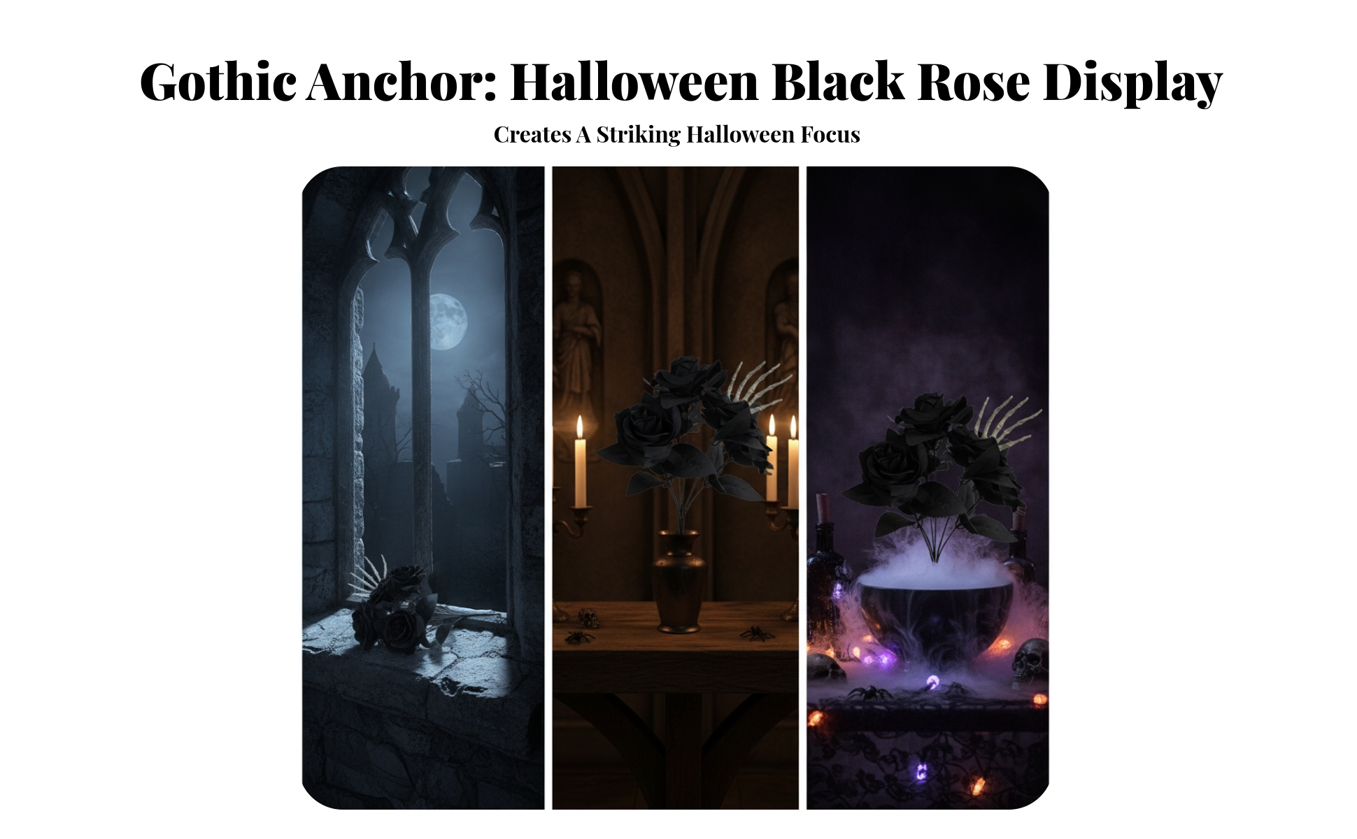 Skeletal Hand Bouquet Halloween Gothic Flower Spray Matte Finish for Photo Props