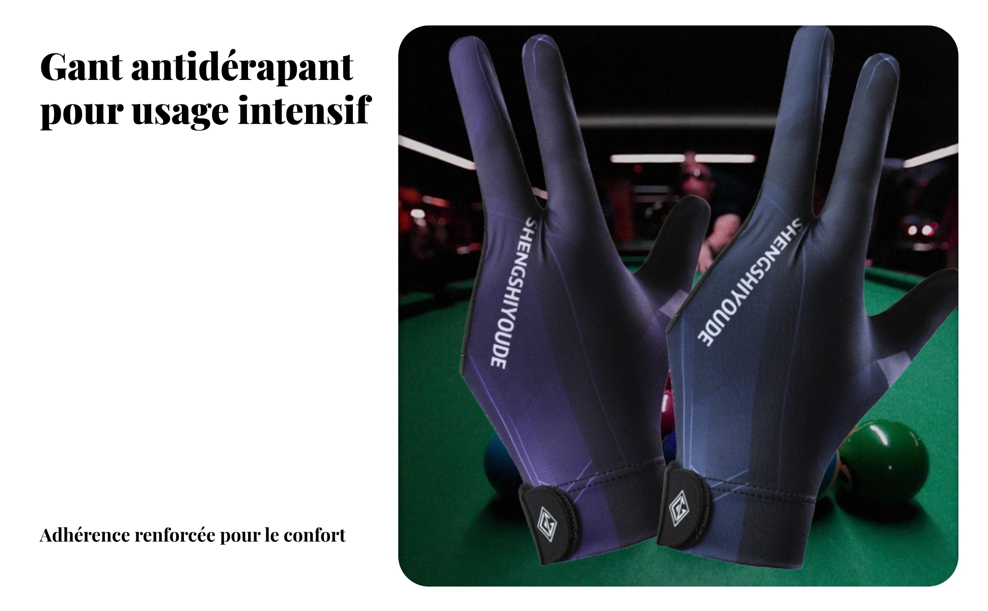Gant de Pool Silicone Antidérapant Gant de Billard Main Gauche Compression