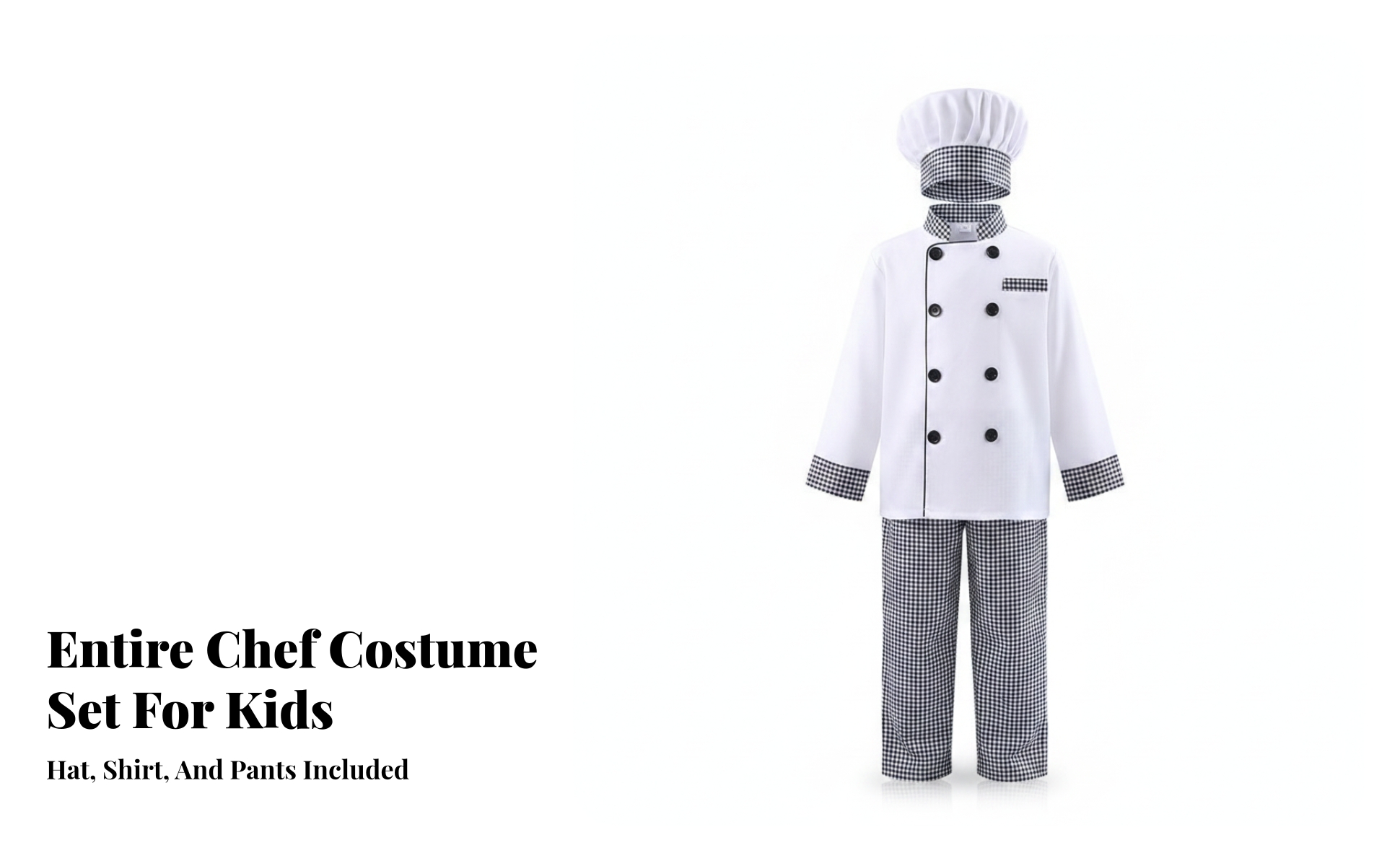 Kids Chef Costume Checkered Trim Kids Chef Outfit Double-Breasted for Children