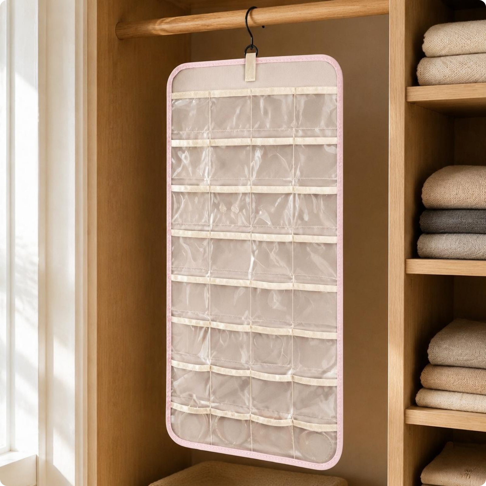 Foldable Jewelry Organizer Metal Hook Hanging Jewelry Organizer Oxford Cloth