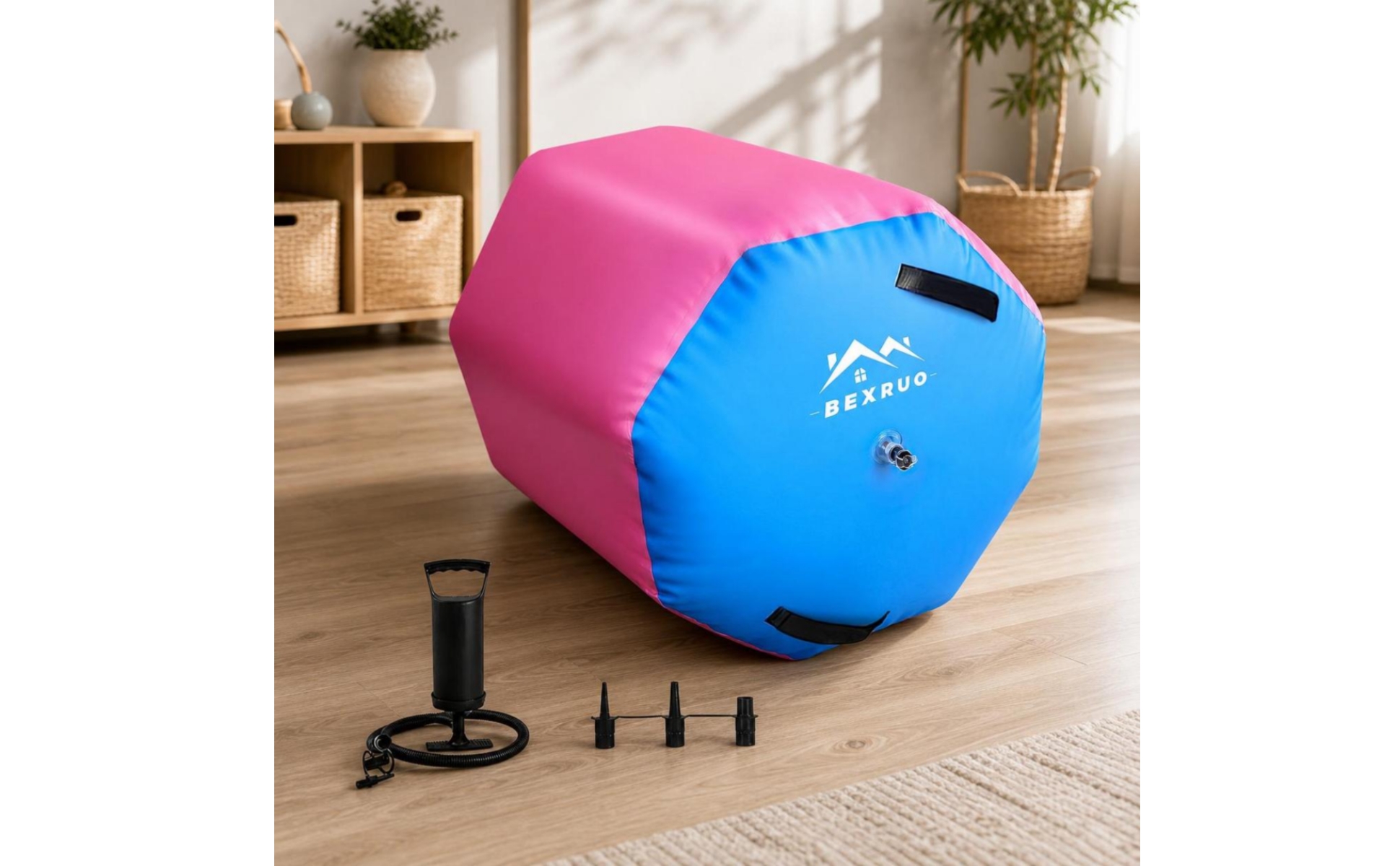 Gymnastics Training Barrel Hand Pump Included Tumbling Barrel Rose and Blue