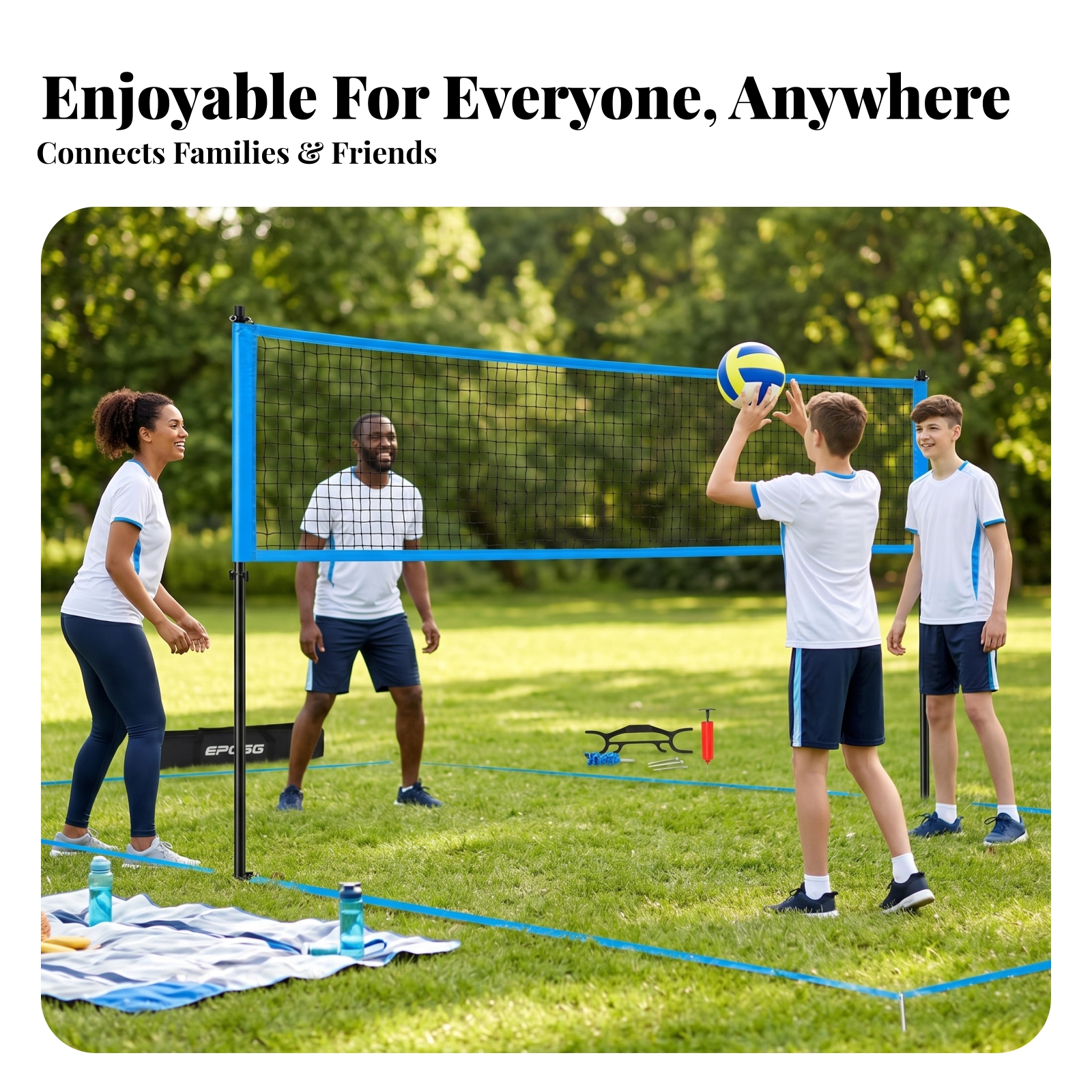 Outdoor Volleyball Court Set Carrying Bag Sports Equipment Boundary Line Ropes - Produktbild 2