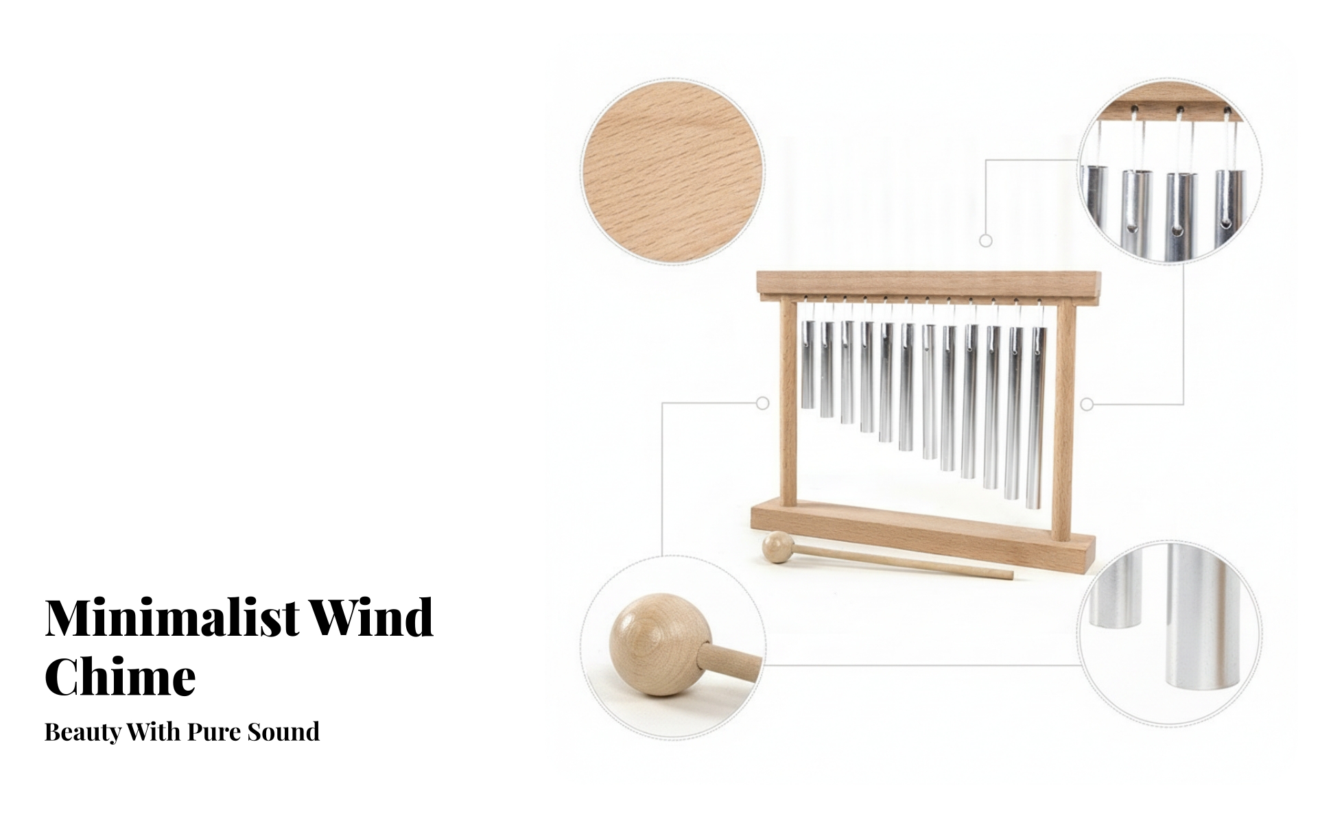 Educational Wind Chime Metal Tubes Wooden Wind Chime Percussion Instrument
