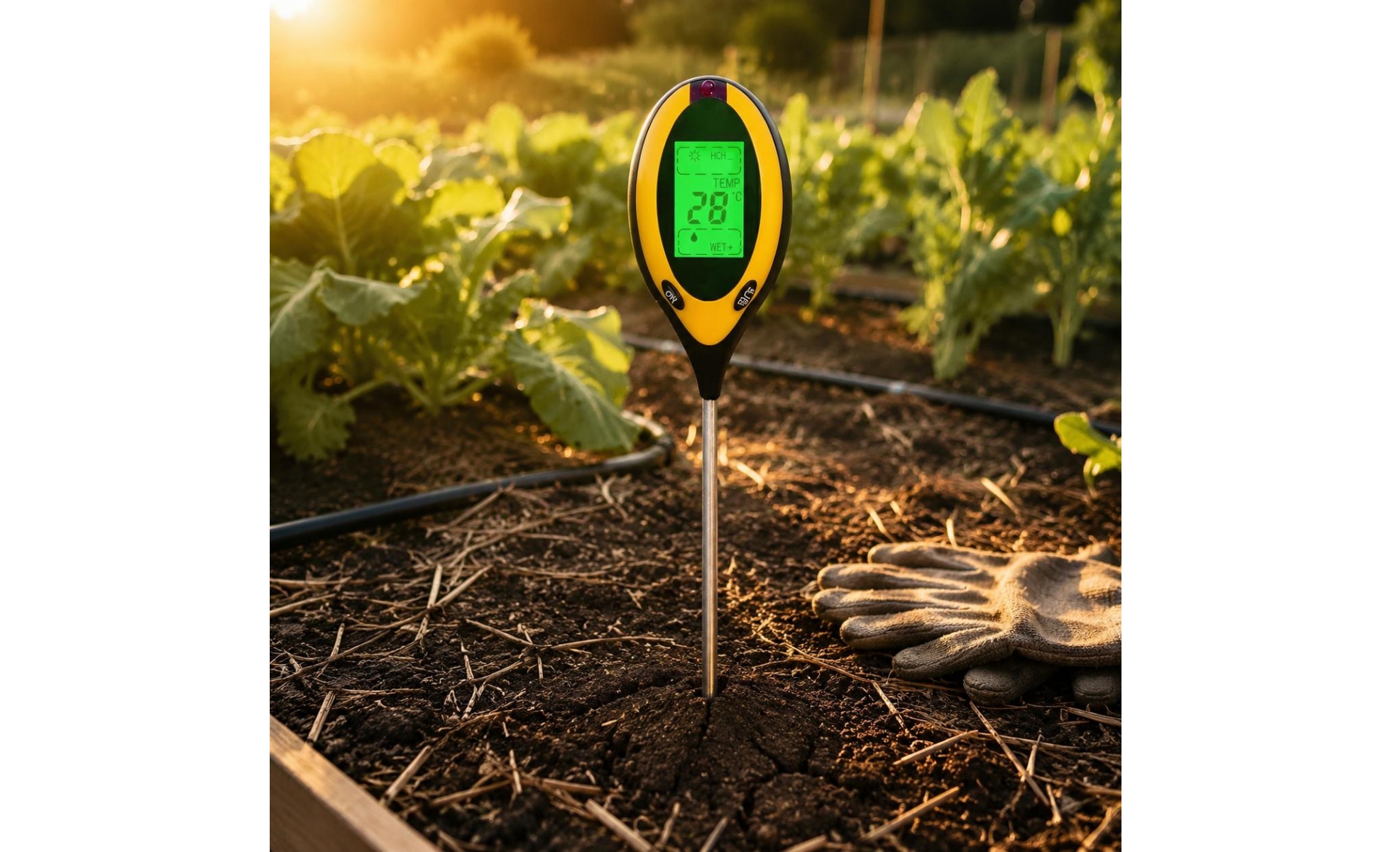 4-in-1 Soil Tester Green Backlight 4-Function Soil Meter Backlit Digital Display