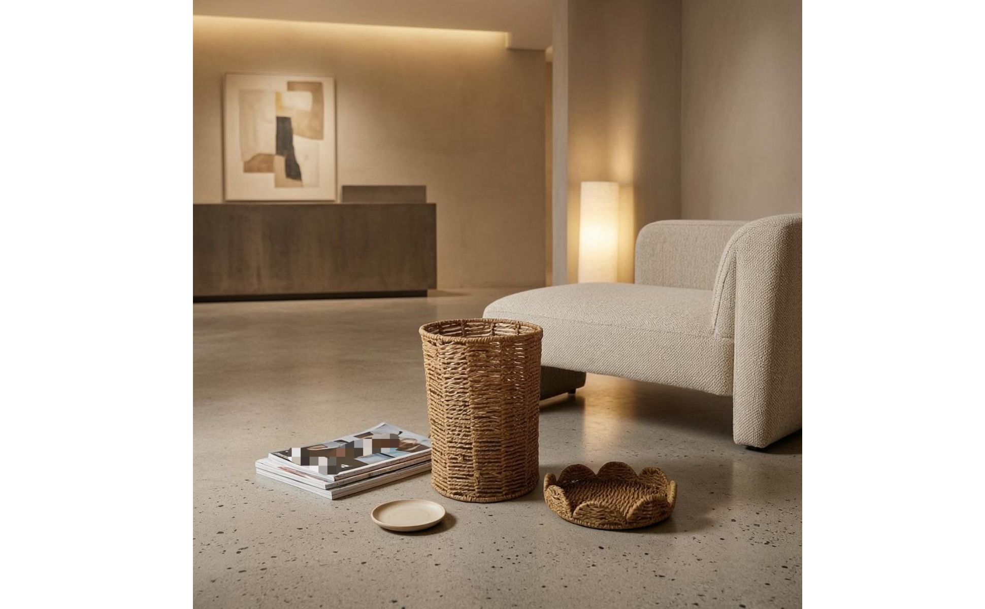 Paper Rope Trash Can Matching Lid Paper Rope Bin Reinforced Rim