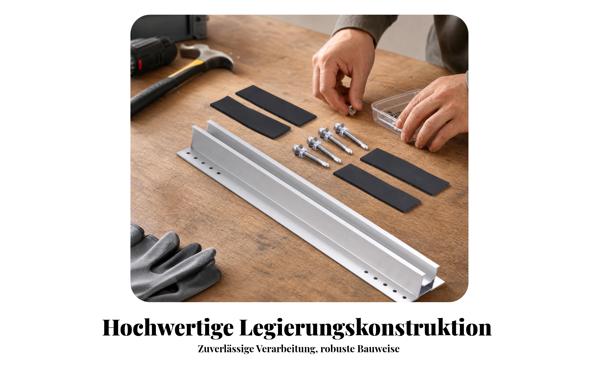 photovoltaik-minirail vorgebohrt solarmodul-schiene schutzpads