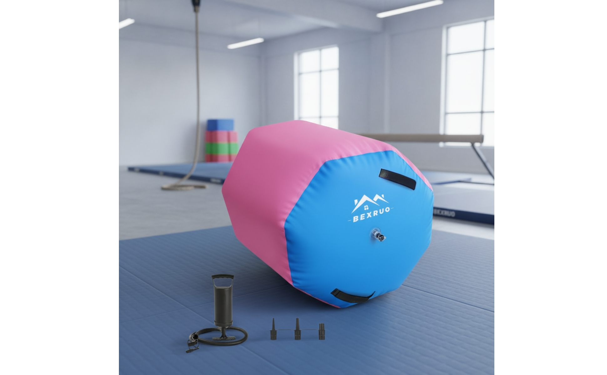 Gymnastics Training Barrel Hand Pump Included Tumbling Barrel Rose and Blue