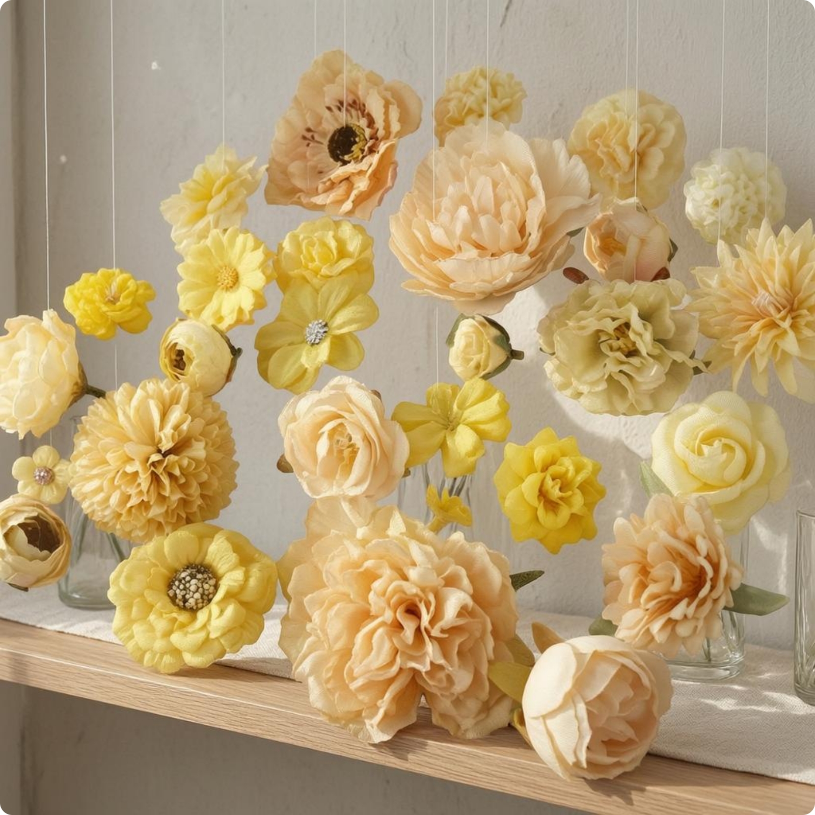 50 Pieces Faux Flower Heads Mixed Sizes Craft Decor Multi-Style for Shop