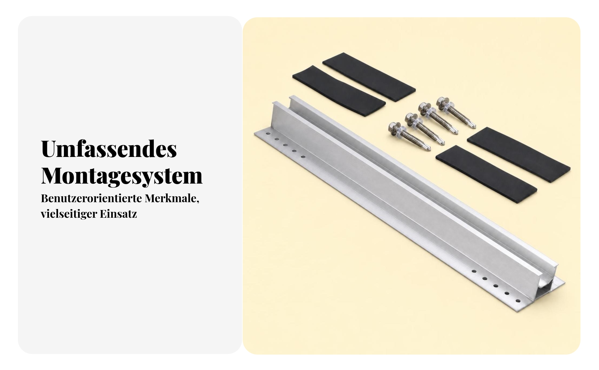 photovoltaik-minirail vorgebohrt solarmodul-schiene schutzpads