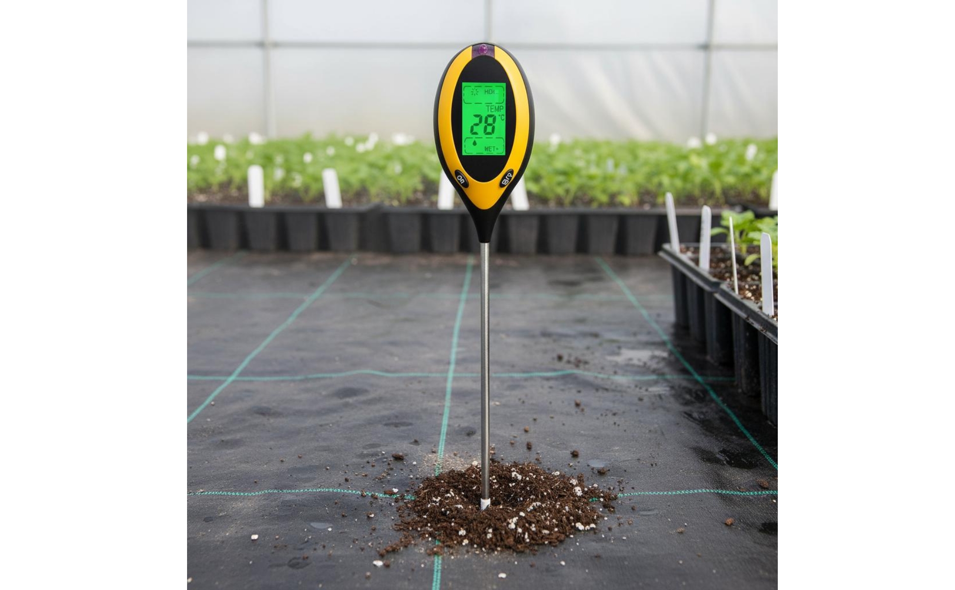 4-in-1 Soil Tester Green Backlight 4-Function Soil Meter Backlit Digital Display