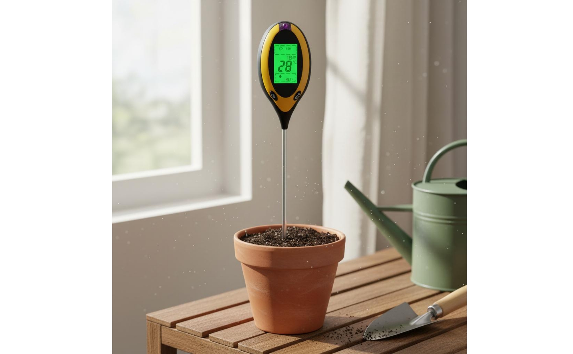 4-in-1 Soil Tester Green Backlight 4-Function Soil Meter Backlit Digital Display