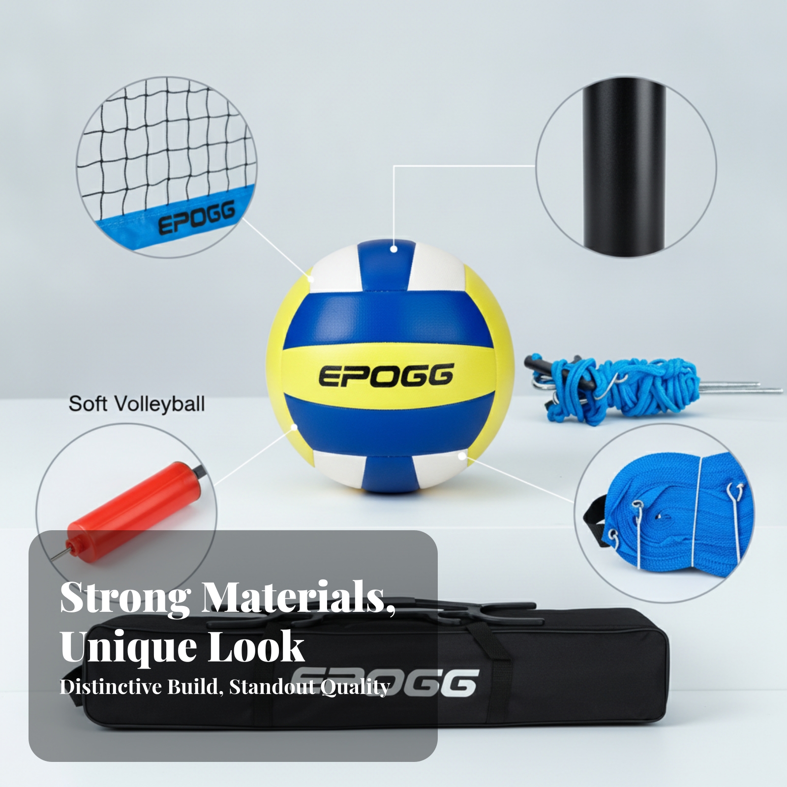Outdoor Volleyball Court Set Carrying Bag Sports Equipment Boundary Line Ropes - Produktbild 6
