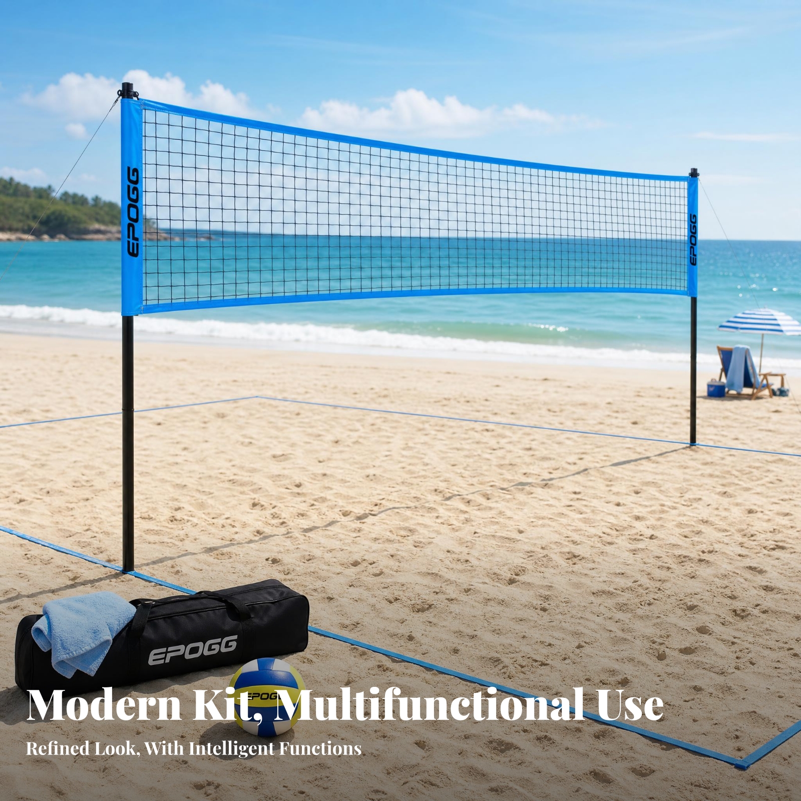 Outdoor Volleyball Court Set Carrying Bag Sports Equipment Boundary Line Ropes - Produktbild 1