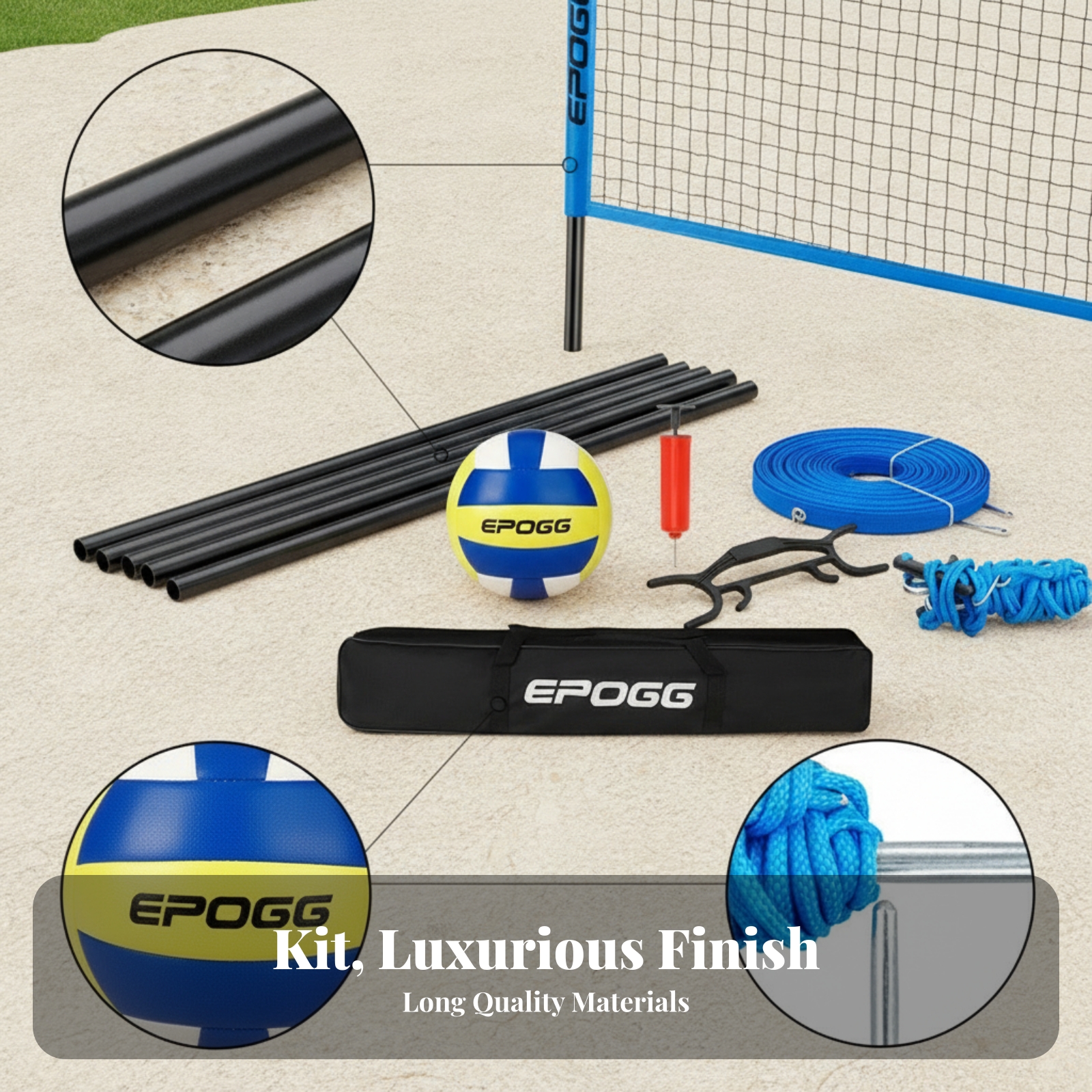 Outdoor Volleyball Court Set Carrying Bag Sports Equipment Boundary Line Ropes - Produktbild 3