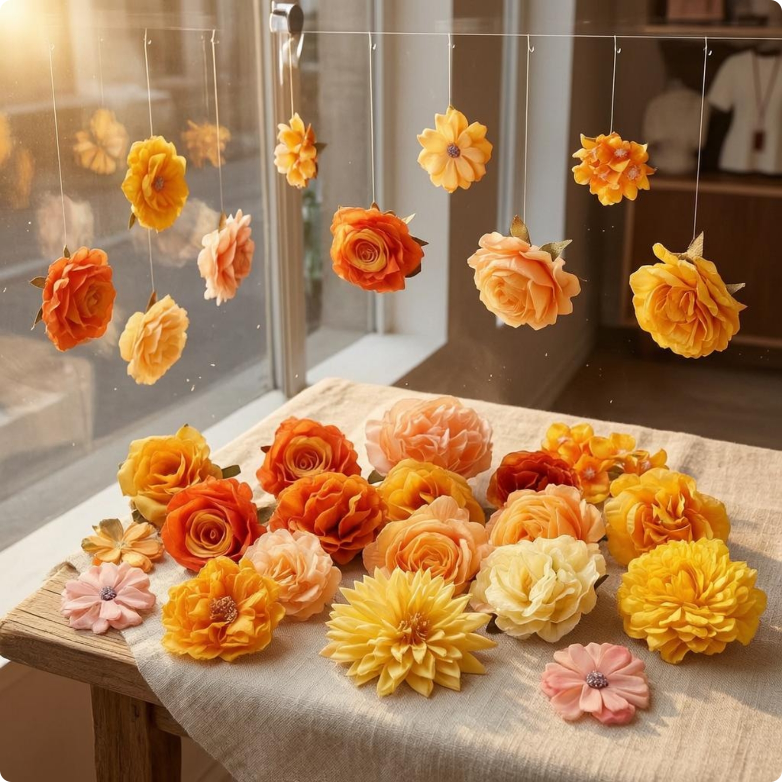 50 Pieces Faux Flower Heads Multi-Style Craft Decor DIY Friendly