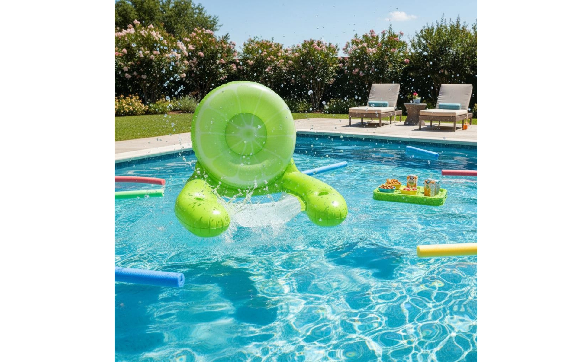 Creature Pool Buoy Thickened Material Pool Lounge Chair with Mesh Seat Portable
